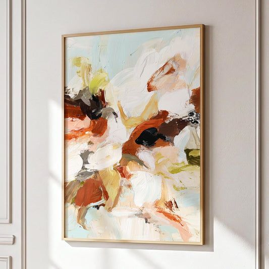 Abstract Painting Wall Art · Modern Minimalist Art · Neutral Earth Tone Decor · Large Room Decor · Framed Vintage Boho Poster Print