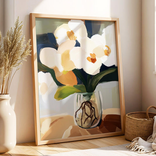 Abstract Painting Wall Art · Modern Minimalist Art · Neutral Earth Tone Decor · Large Room Decor · Framed Vintage Boho Poster Print