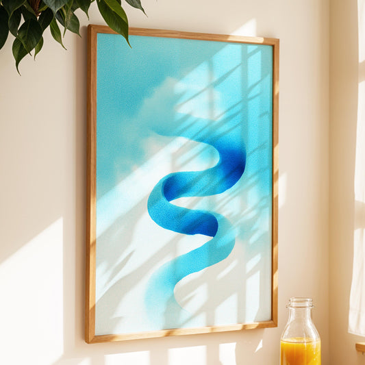Abstract River Wall Art · Flowing Water Painting · Modern Ocean Inspired House Decor · Large Room Decor · Framed Calming Sky Poster Print