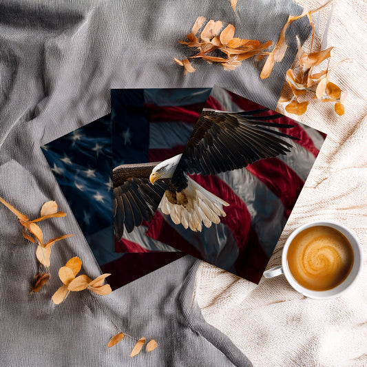 American Eagle Wall Art Set of 3 Poster Prints A2 A3 A4 A5, USA Flag Bald Eagle Artwork Patriotic Home Decor