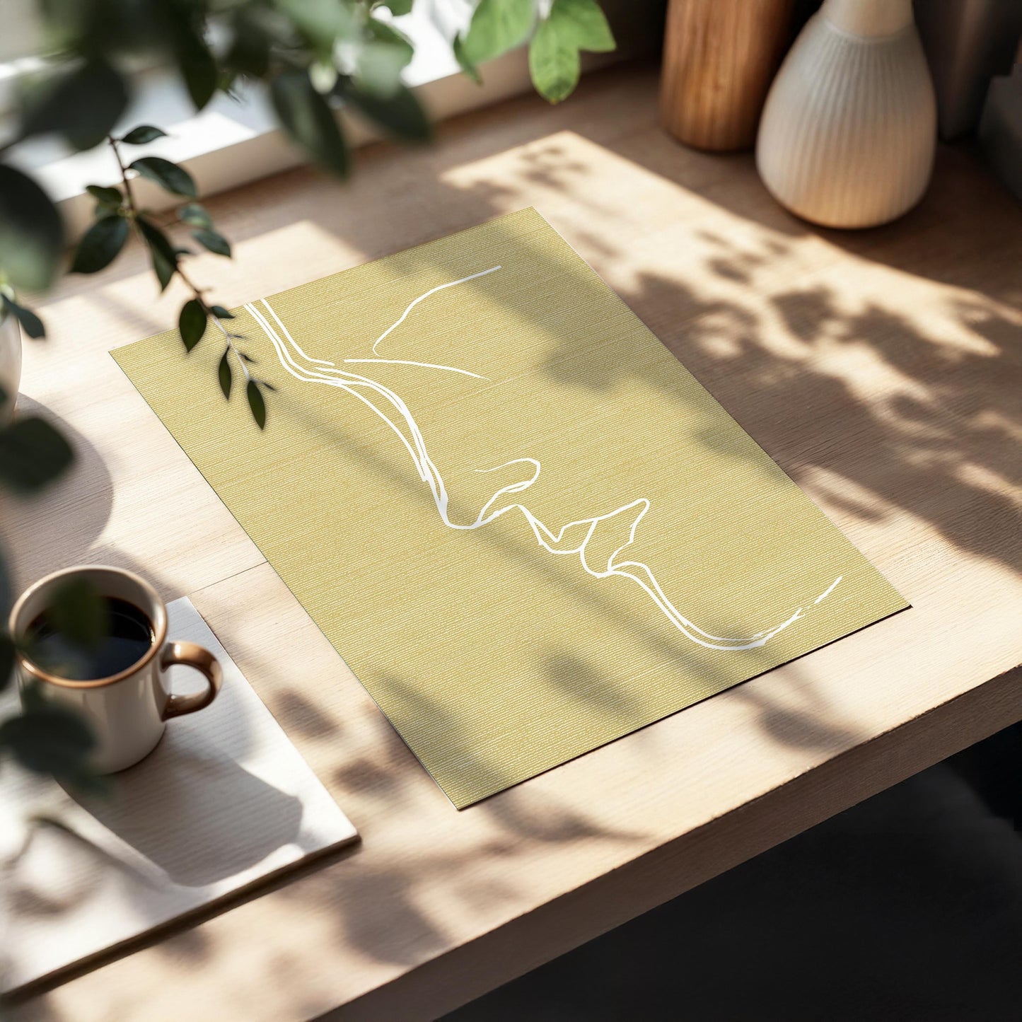 Minimal Line Face Wall Art, Feminine Boho Portrait, Neutral Blush Beige Abstract, Modern Bedroom Decor, Poster, Framed Print, Canvas Art