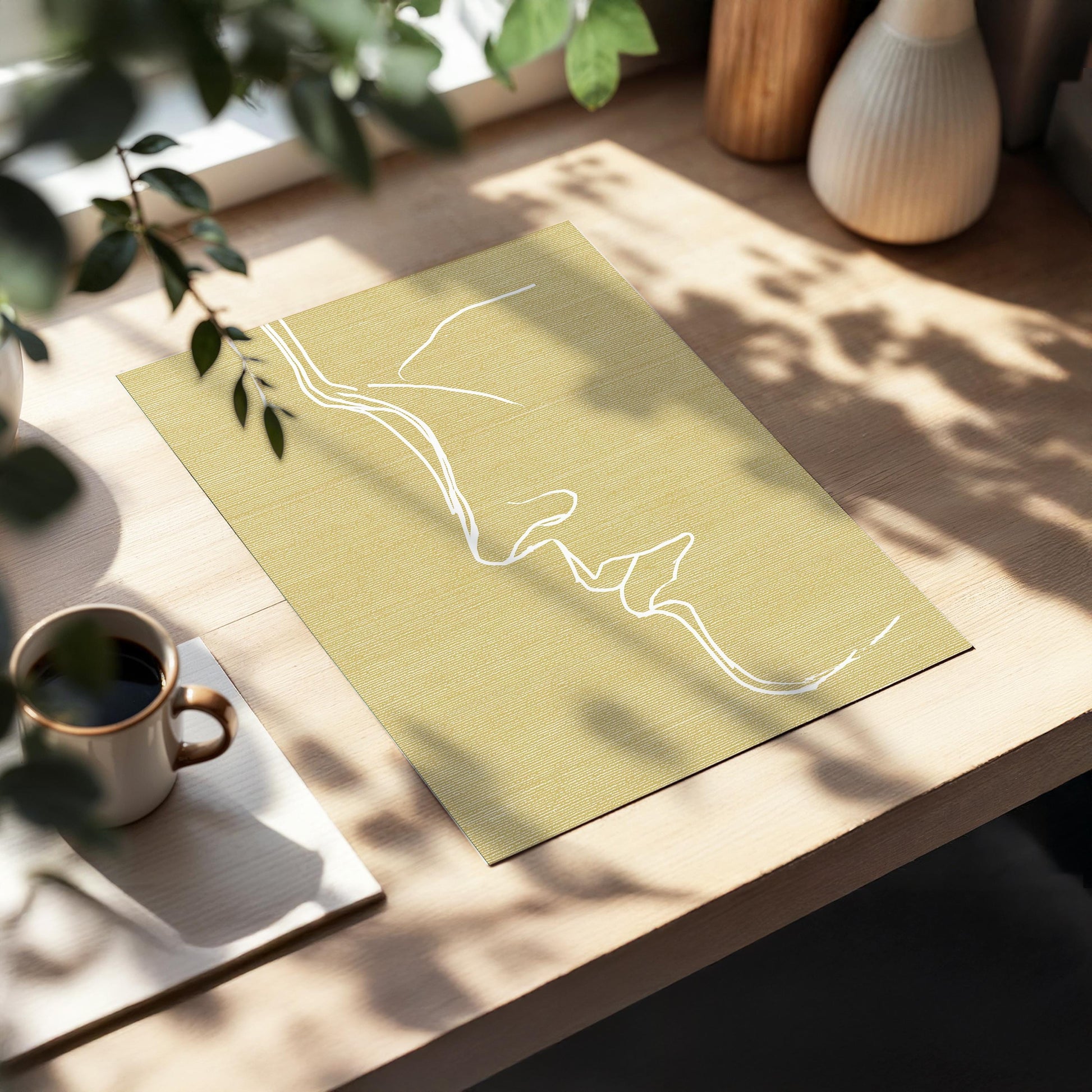 Minimal Line Face Wall Art, Feminine Boho Portrait, Neutral Blush Beige Abstract, Modern Bedroom Decor, Poster, Framed Print, Canvas Art