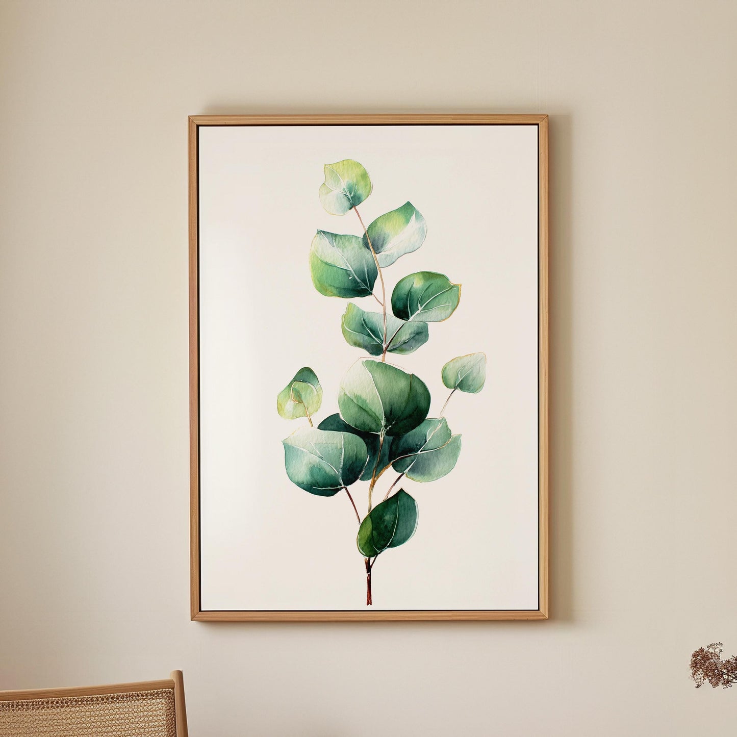 Eucalyptus Botanical Wall Art · Minimalist Plant Poster Print · Green Leaf Painting · Home Decor · Framed Scandinavian Boho Print Canvas