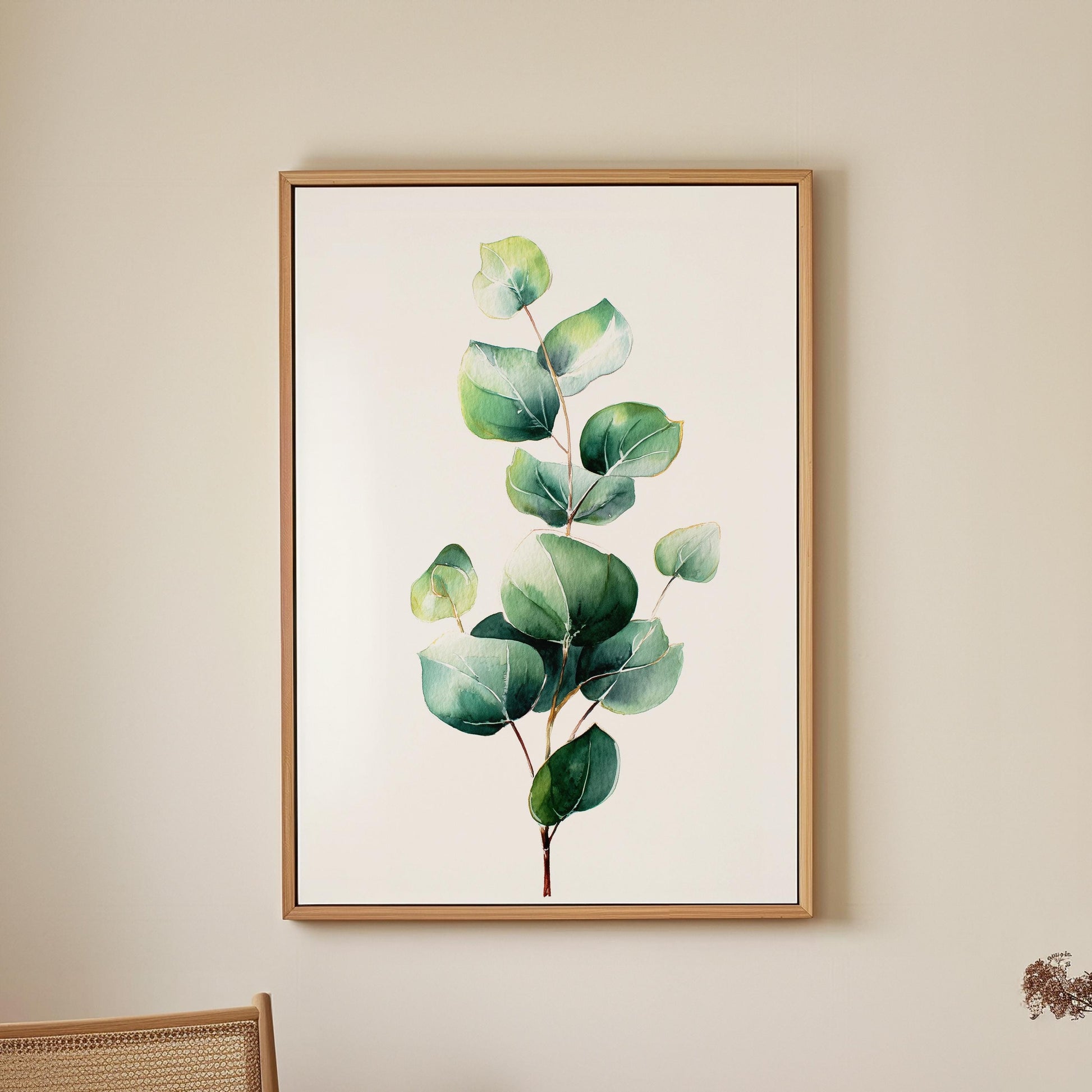 Eucalyptus Botanical Wall Art · Minimalist Plant Poster Print · Green Leaf Painting · Home Decor · Framed Scandinavian Boho Print Canvas