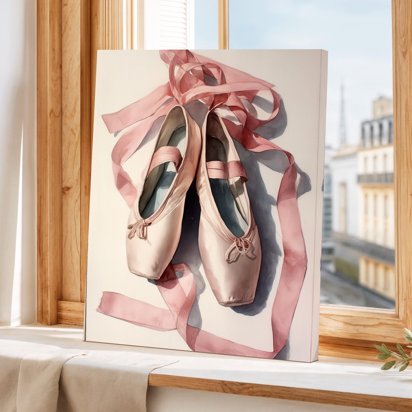 Ballet Shoes Wall Art · Pink Pointe Shoe Painting · Dance Abstract Painting · Large Room Decor · Framed Elegant Ballerina Poster Print