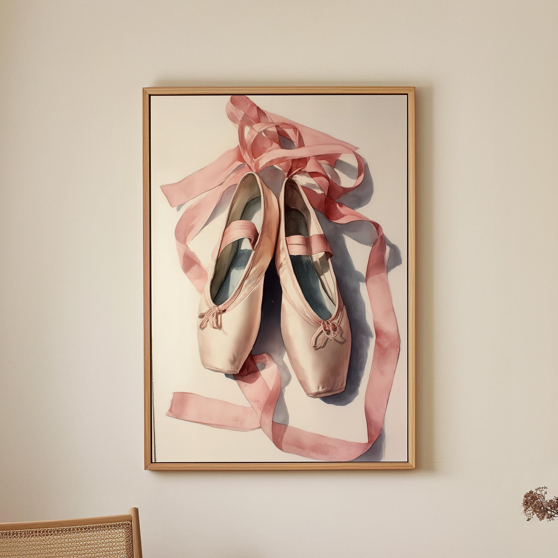 Ballet Shoes Wall Art · Pink Pointe Shoe Painting · Dance Abstract Painting · Large Room Decor · Framed Elegant Ballerina Poster Print
