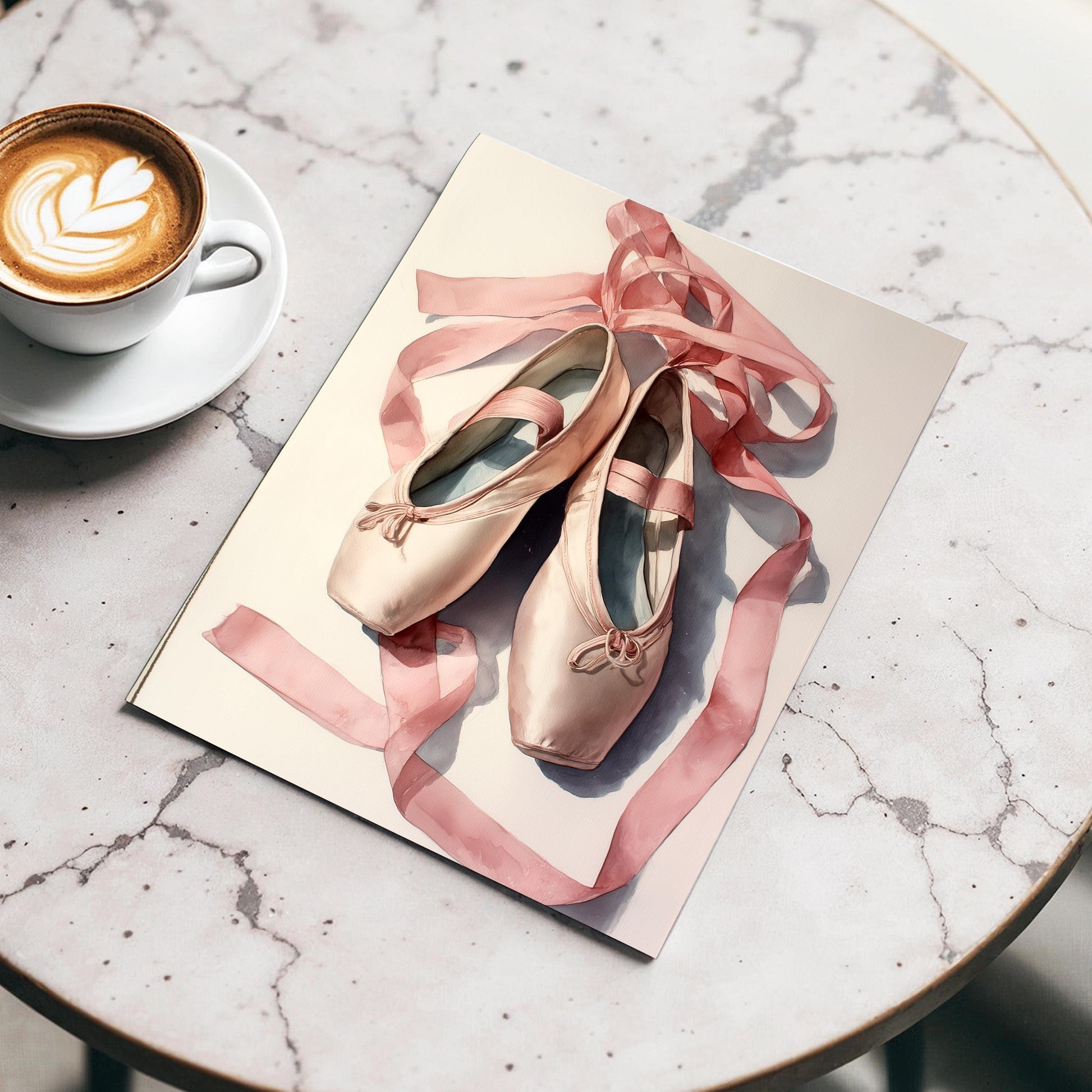 Ballet Shoes Wall Art · Pink Pointe Shoe Painting · Dance Abstract Painting · Large Room Decor · Framed Elegant Ballerina Poster Print