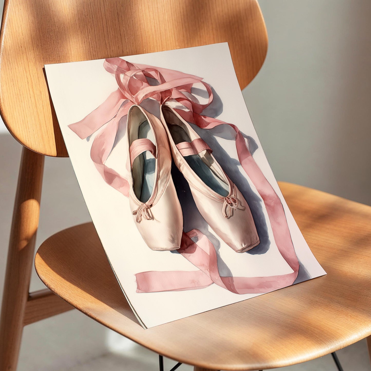 Ballet Shoes Wall Art · Pink Pointe Shoe Painting · Dance Abstract Painting · Large Room Decor · Framed Elegant Ballerina Poster Print