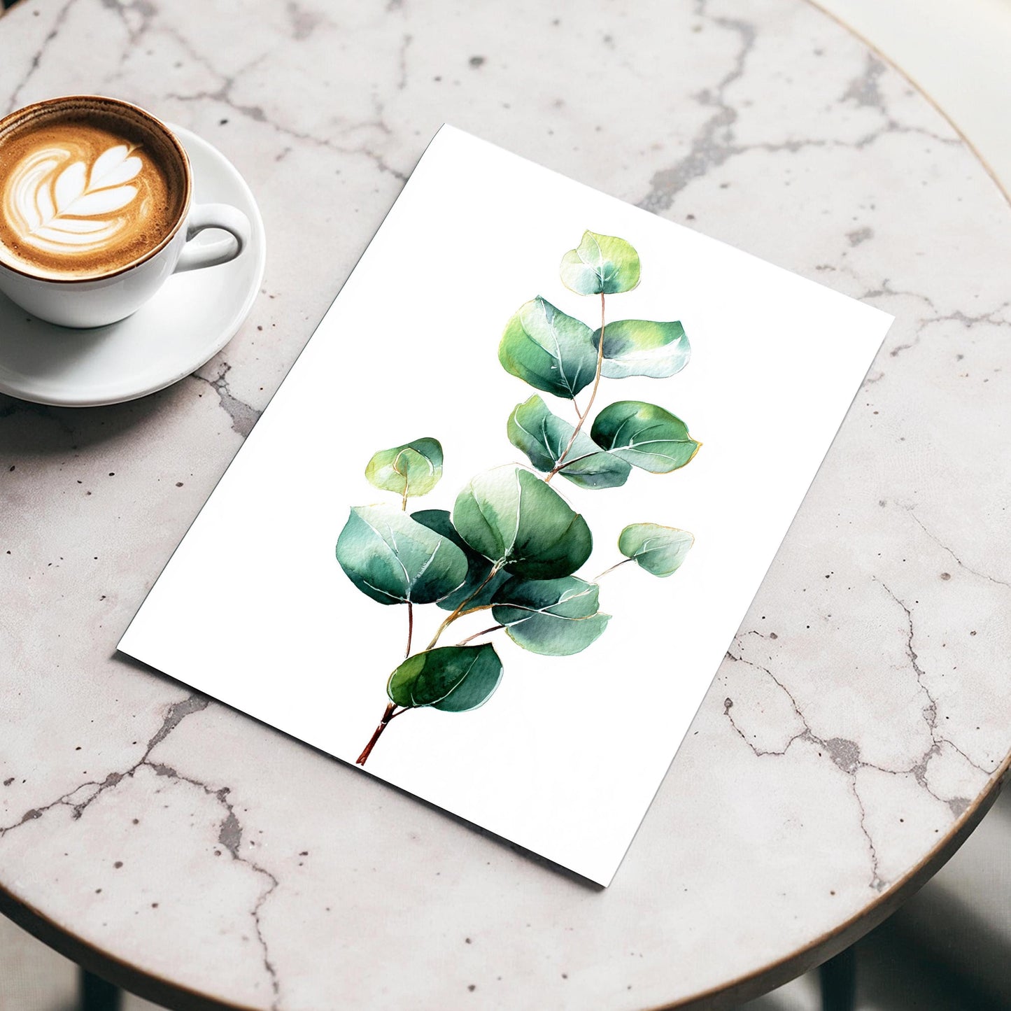 Eucalyptus Botanical Wall Art · Minimalist Plant Poster Print · Green Leaf Painting · Home Decor · Framed Scandinavian Boho Print Canvas