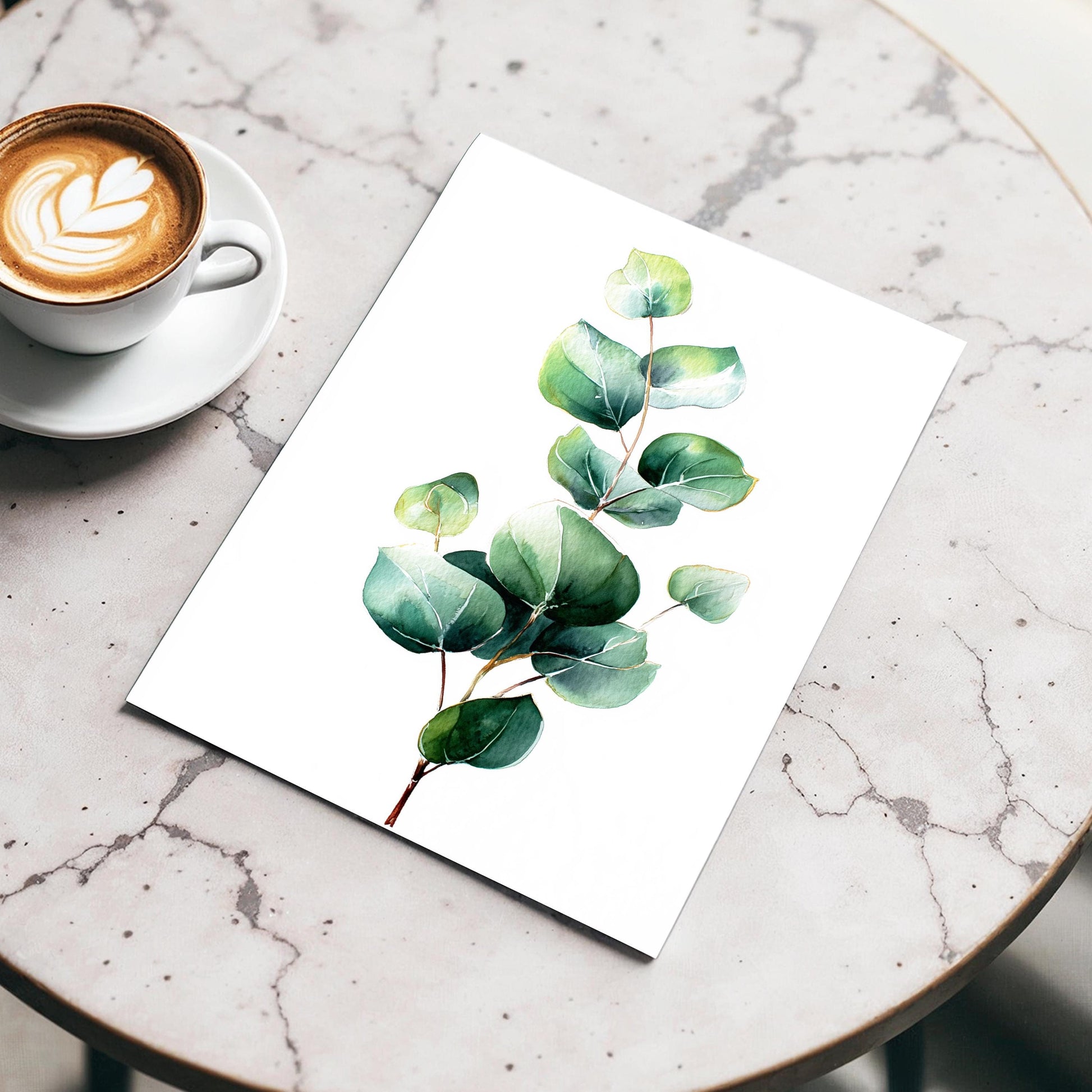 Eucalyptus Botanical Wall Art · Minimalist Plant Poster Print · Green Leaf Painting · Home Decor · Framed Scandinavian Boho Print Canvas
