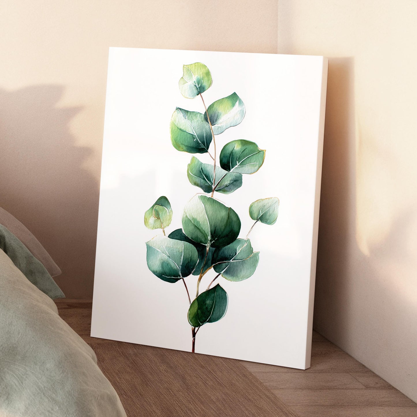 Eucalyptus Botanical Wall Art · Minimalist Plant Poster Print · Green Leaf Painting · Home Decor · Framed Scandinavian Boho Print Canvas