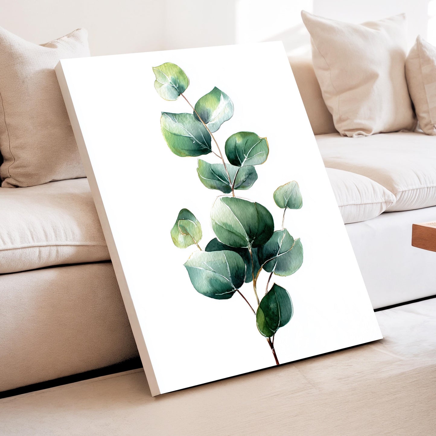 Eucalyptus Botanical Wall Art · Minimalist Plant Poster Print · Green Leaf Painting · Home Decor · Framed Scandinavian Boho Print Canvas