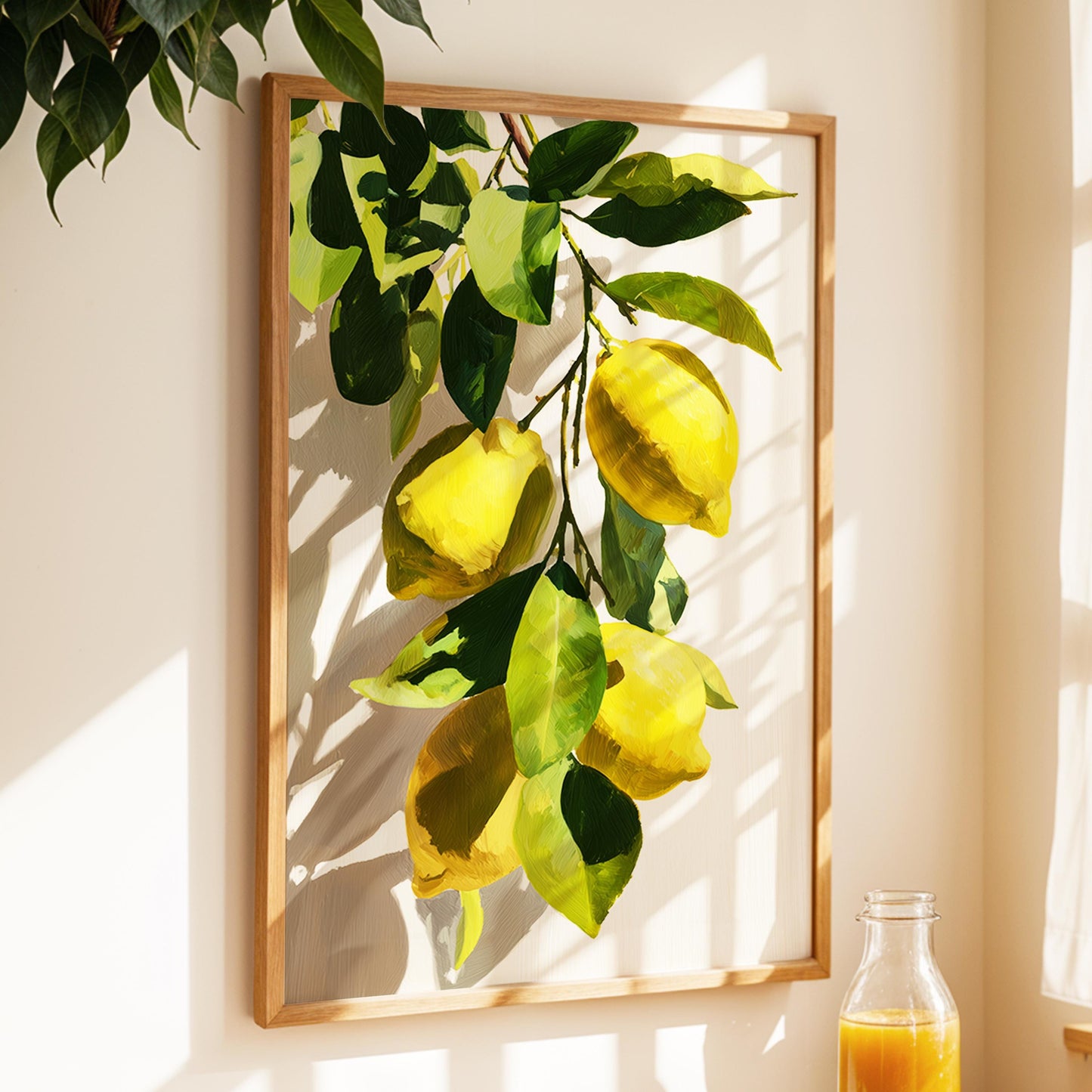 Lemon Tree Wall Art · Mediterranean Fruit Painting · Yellow Lemon Botanical House Decor · Large Room Decor · Framed Summer Poster Print