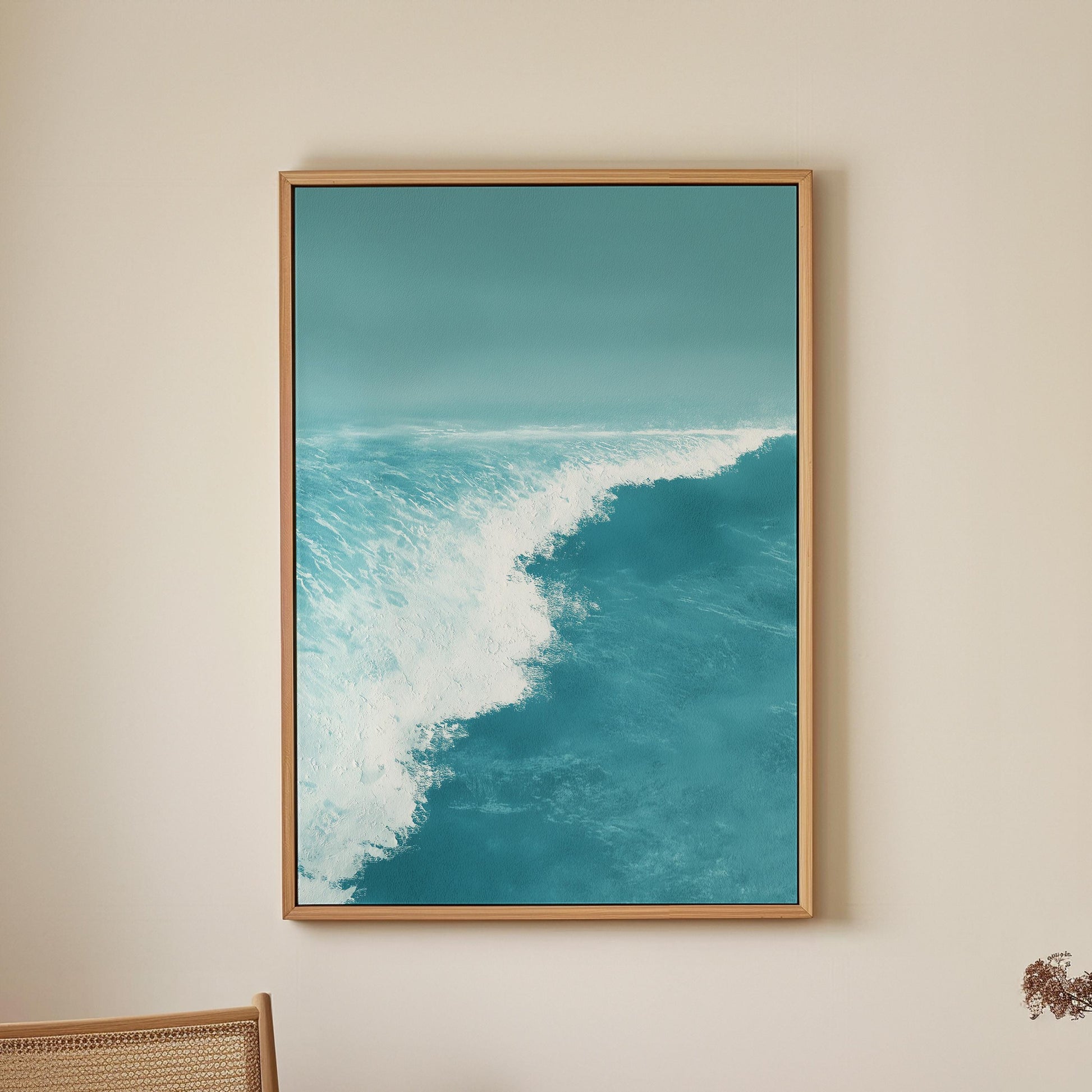 Ocean Wave Wall Art · Blue Coastal Painting · Modern Beach Seascape House Decor · Large Room Decor · Framed Tranquil Sea Poster Print