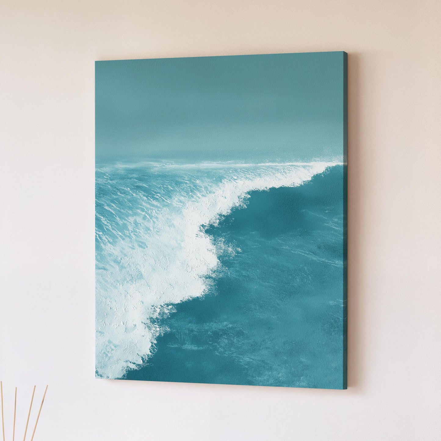 Ocean Wave Wall Art · Blue Coastal Painting · Modern Beach Seascape House Decor · Large Room Decor · Framed Tranquil Sea Poster Print