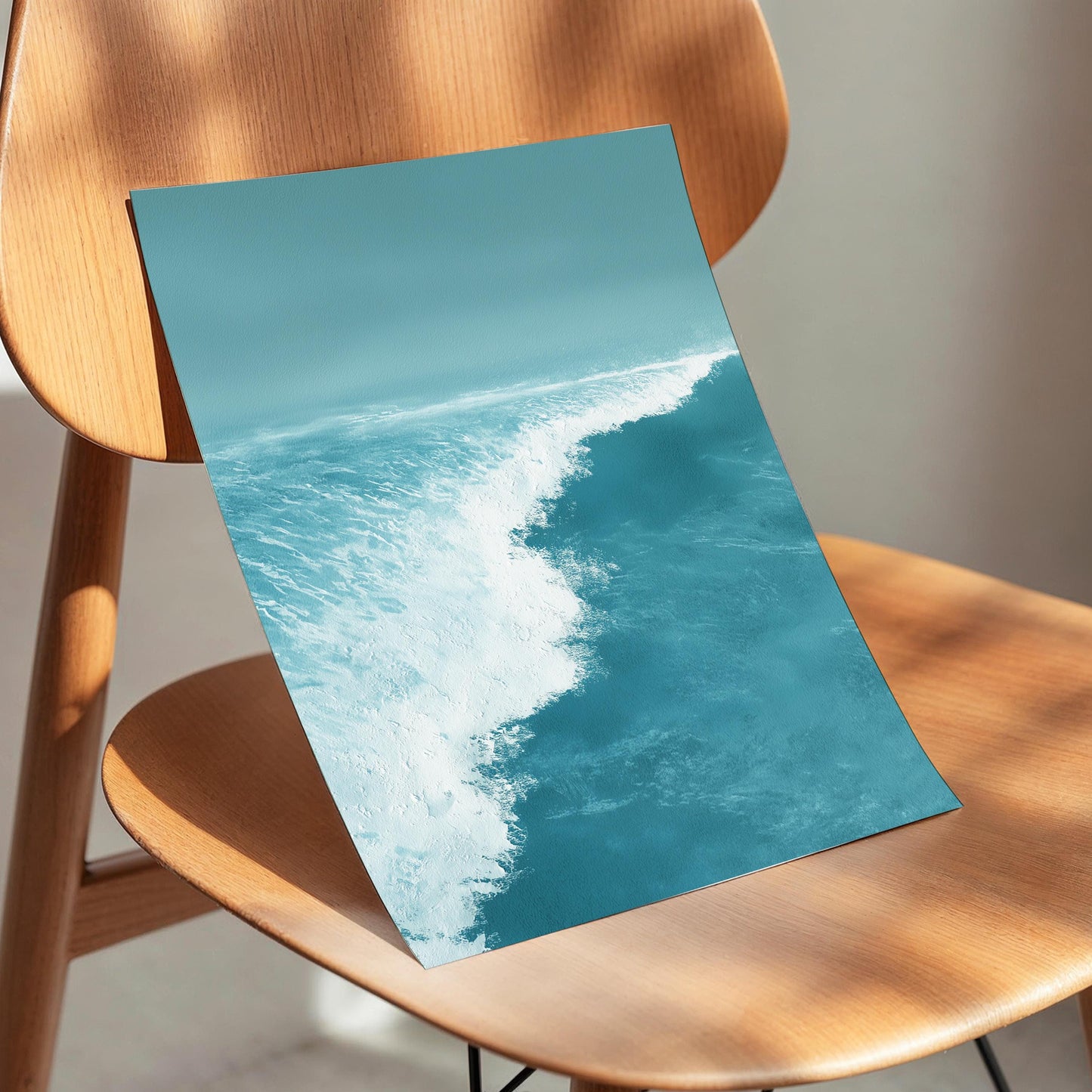 Ocean Wave Wall Art · Blue Coastal Painting · Modern Beach Seascape House Decor · Large Room Decor · Framed Tranquil Sea Poster Print