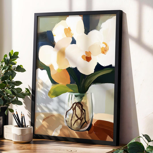 Abstract Painting Wall Art · Modern Minimalist Art · Neutral Earth Tone Decor · Large Room Decor · Framed Vintage Boho Poster Print