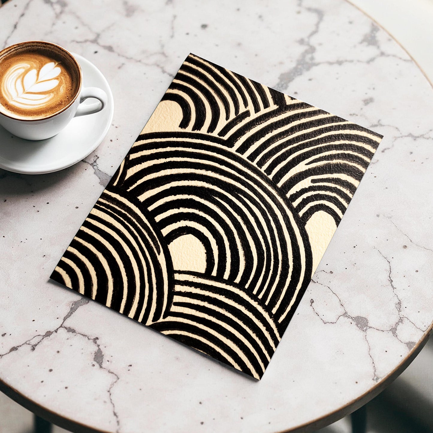 Black arches line art abstract painting modern neutral rainbow curves wall art minimal monochrome print graphic Scandi decor poster