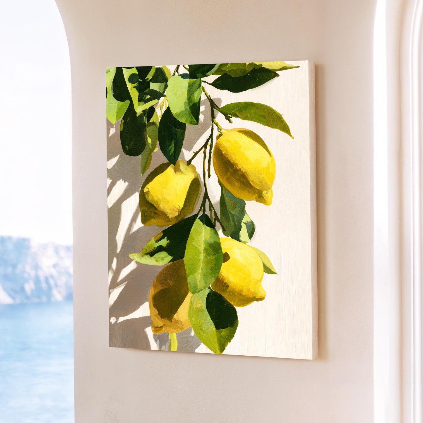 Lemon Tree Wall Art · Mediterranean Fruit Painting · Yellow Lemon Botanical House Decor · Large Room Decor · Framed Summer Poster Print