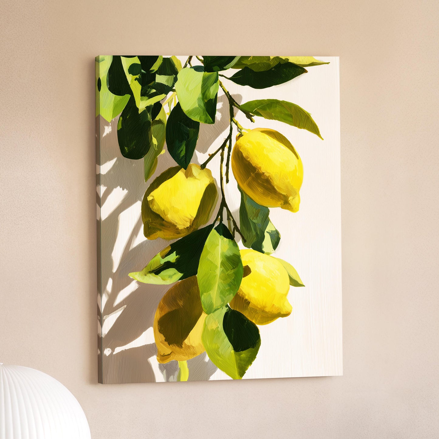 Lemon Tree Wall Art · Mediterranean Fruit Painting · Yellow Lemon Botanical House Decor · Large Room Decor · Framed Summer Poster Print