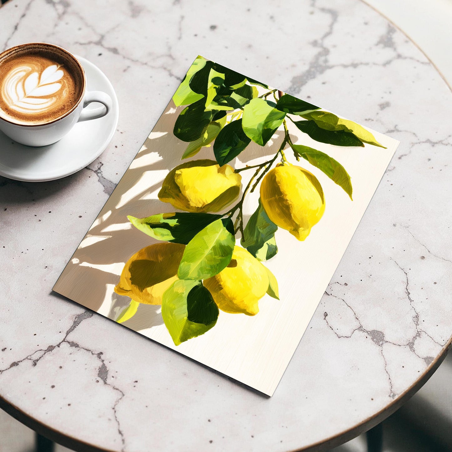 Lemon Tree Wall Art · Mediterranean Fruit Painting · Yellow Lemon Botanical House Decor · Large Room Decor · Framed Summer Poster Print