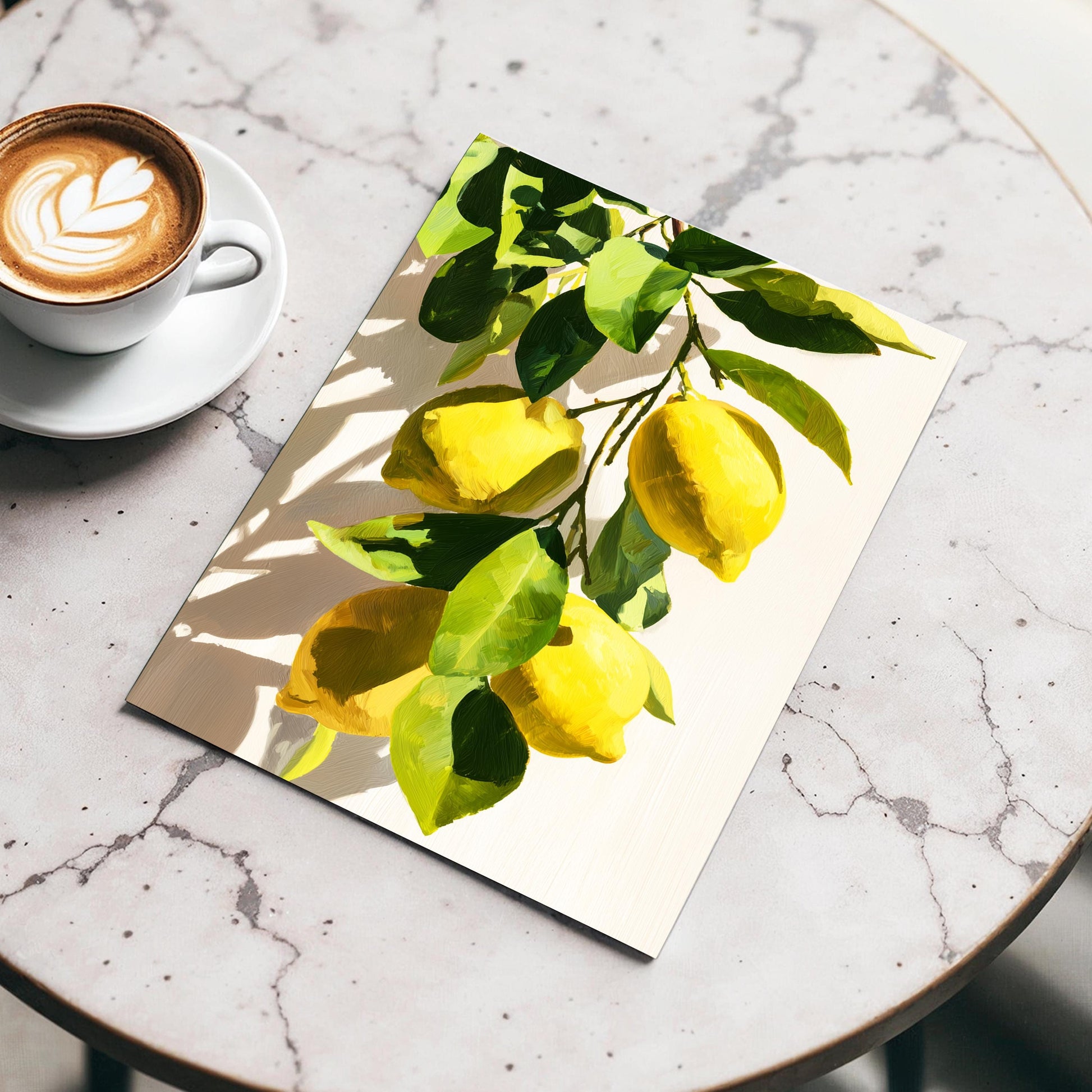 Lemon Tree Wall Art · Mediterranean Fruit Painting · Yellow Lemon Botanical House Decor · Large Room Decor · Framed Summer Poster Print