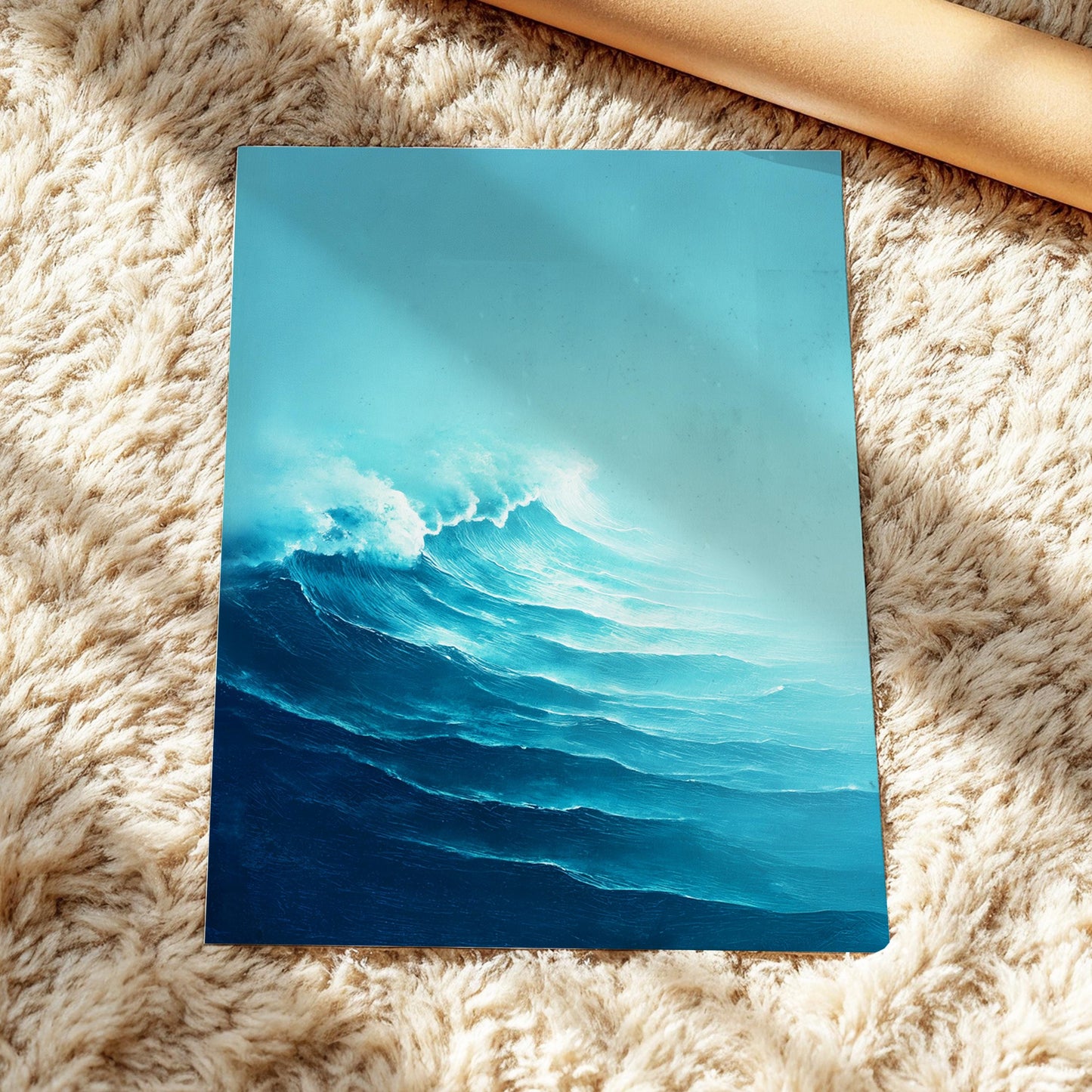 Ocean Wave Wall Art · Blue Coastal Painting · Modern Beach Seascape House Decor · Large Room Decor · Framed Tranquil Sea Poster Print