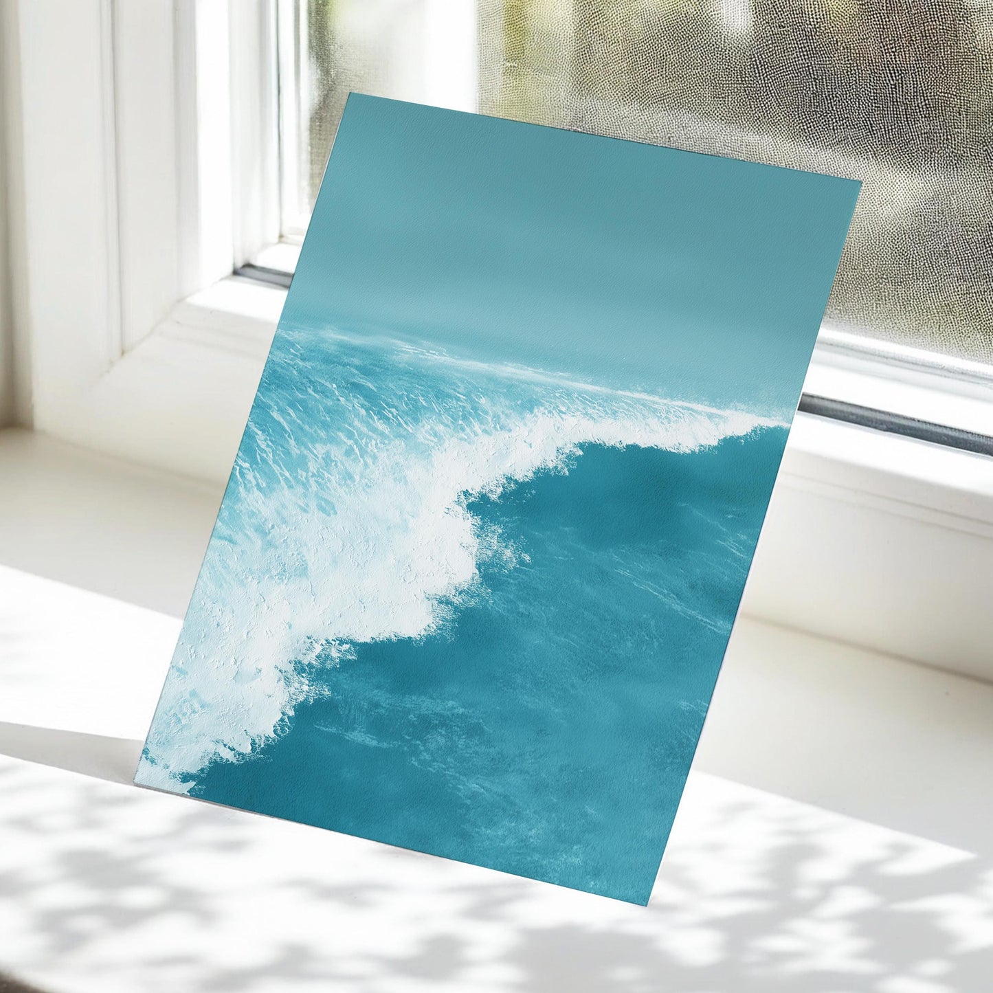 Ocean Wave Wall Art · Blue Coastal Painting · Modern Beach Seascape House Decor · Large Room Decor · Framed Tranquil Sea Poster Print