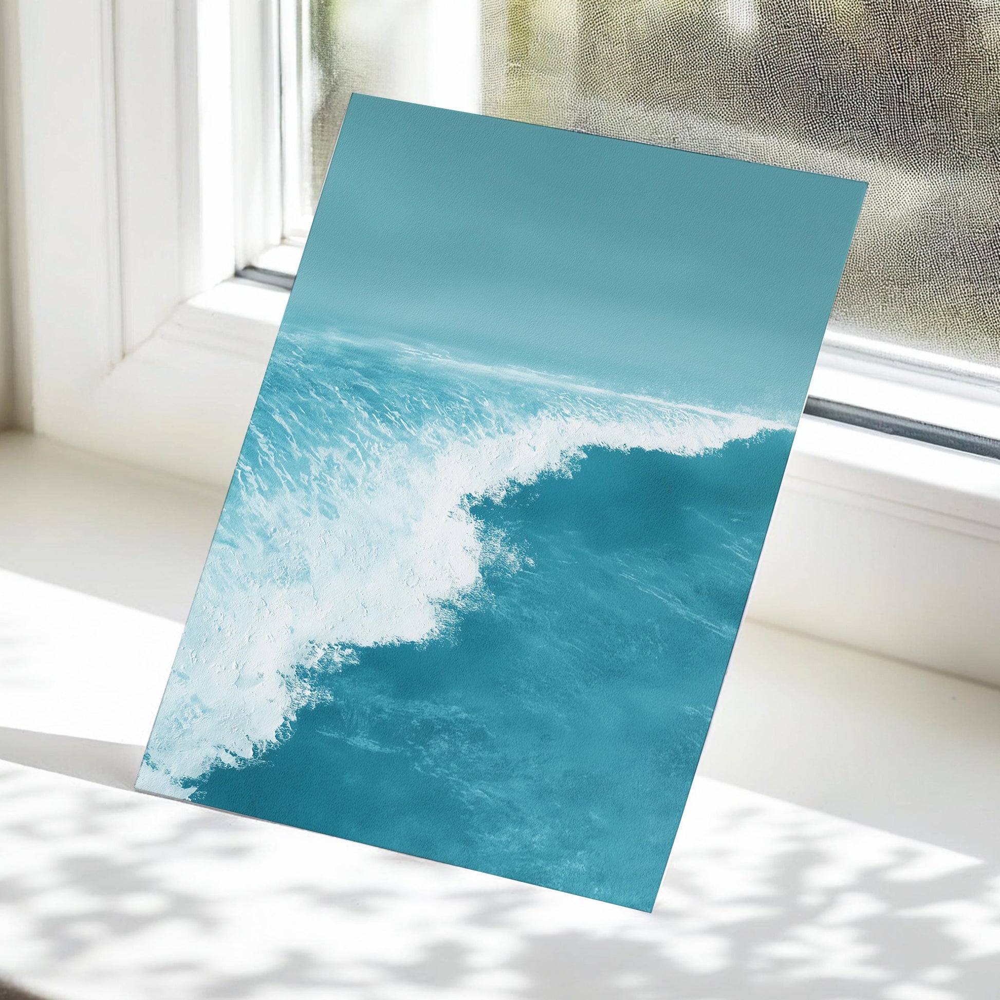 Ocean Wave Wall Art · Blue Coastal Painting · Modern Beach Seascape House Decor · Large Room Decor · Framed Tranquil Sea Poster Print