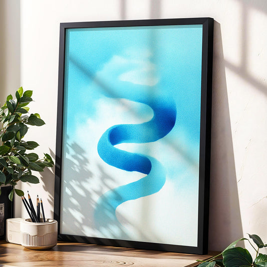 Abstract River Wall Art · Flowing Water Painting · Modern Ocean Inspired House Decor · Large Room Decor · Framed Calming Sky Poster Print