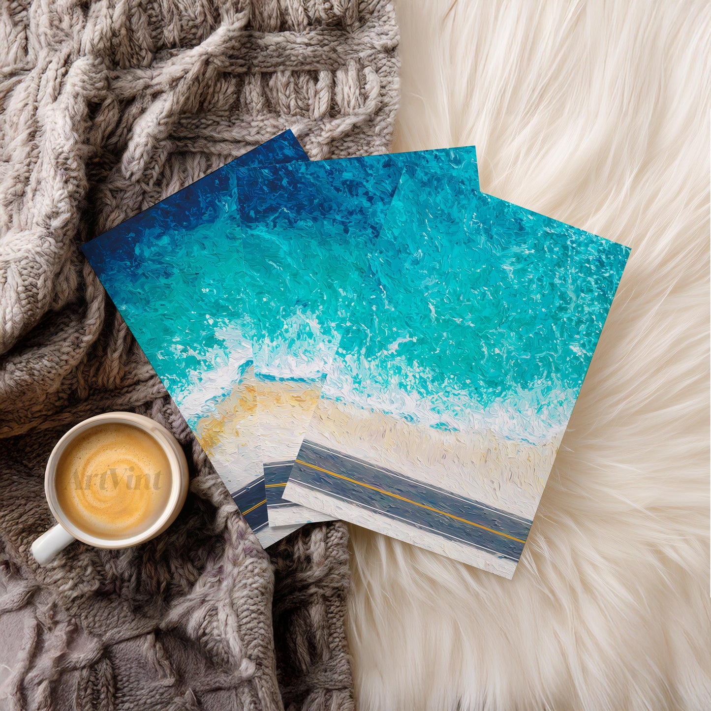 Coastal Highway Escape · Aerial Beach Road Ocean Art · Set of 3 Coastal Wall Prints for Modern Seaside or Holiday Home Decor
