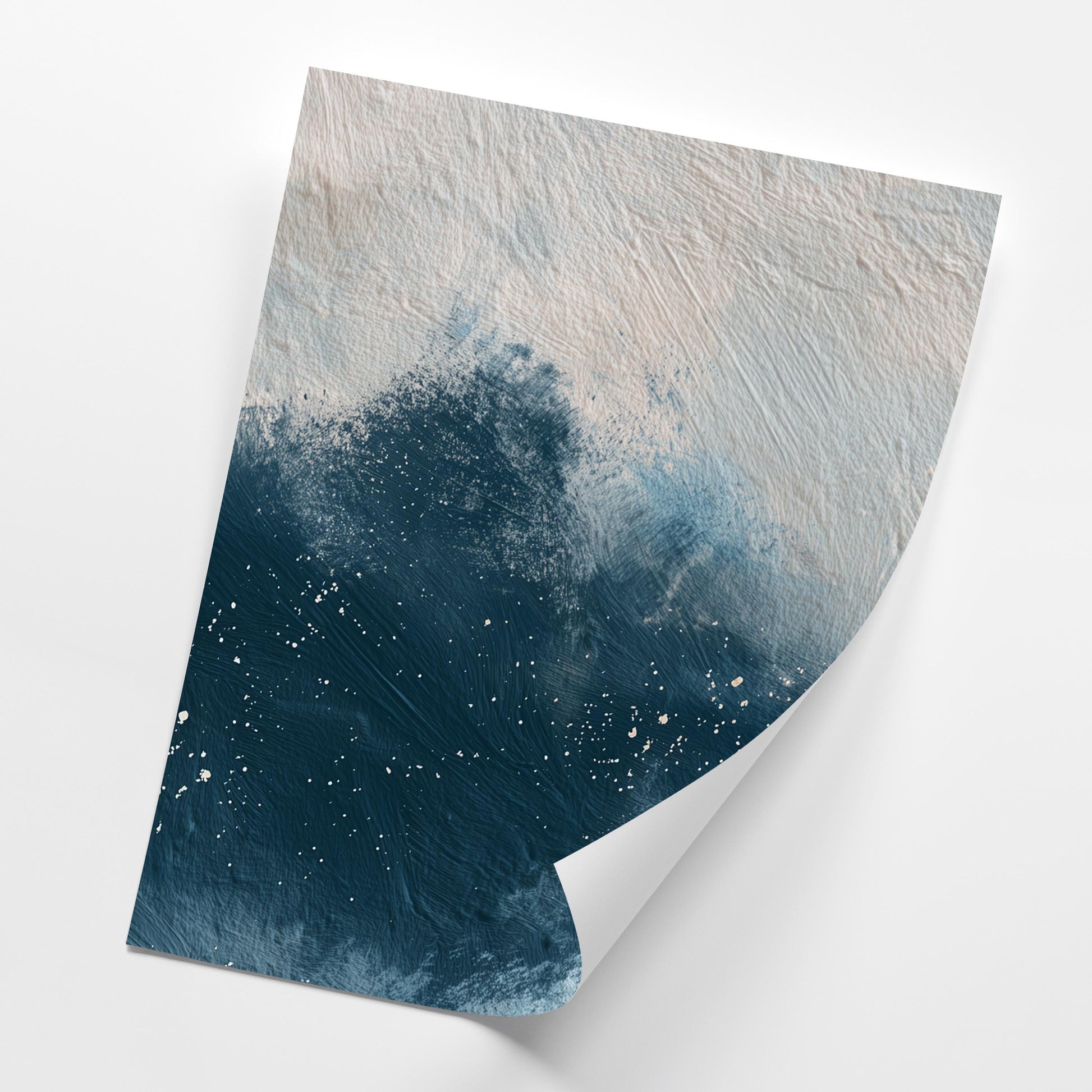 Ocean Drift · Abstract Blue Beige Texture Painting Wall Art · Set of 3 Minimal Brushstroke Prints for Modern Coastal or Japandi Decor