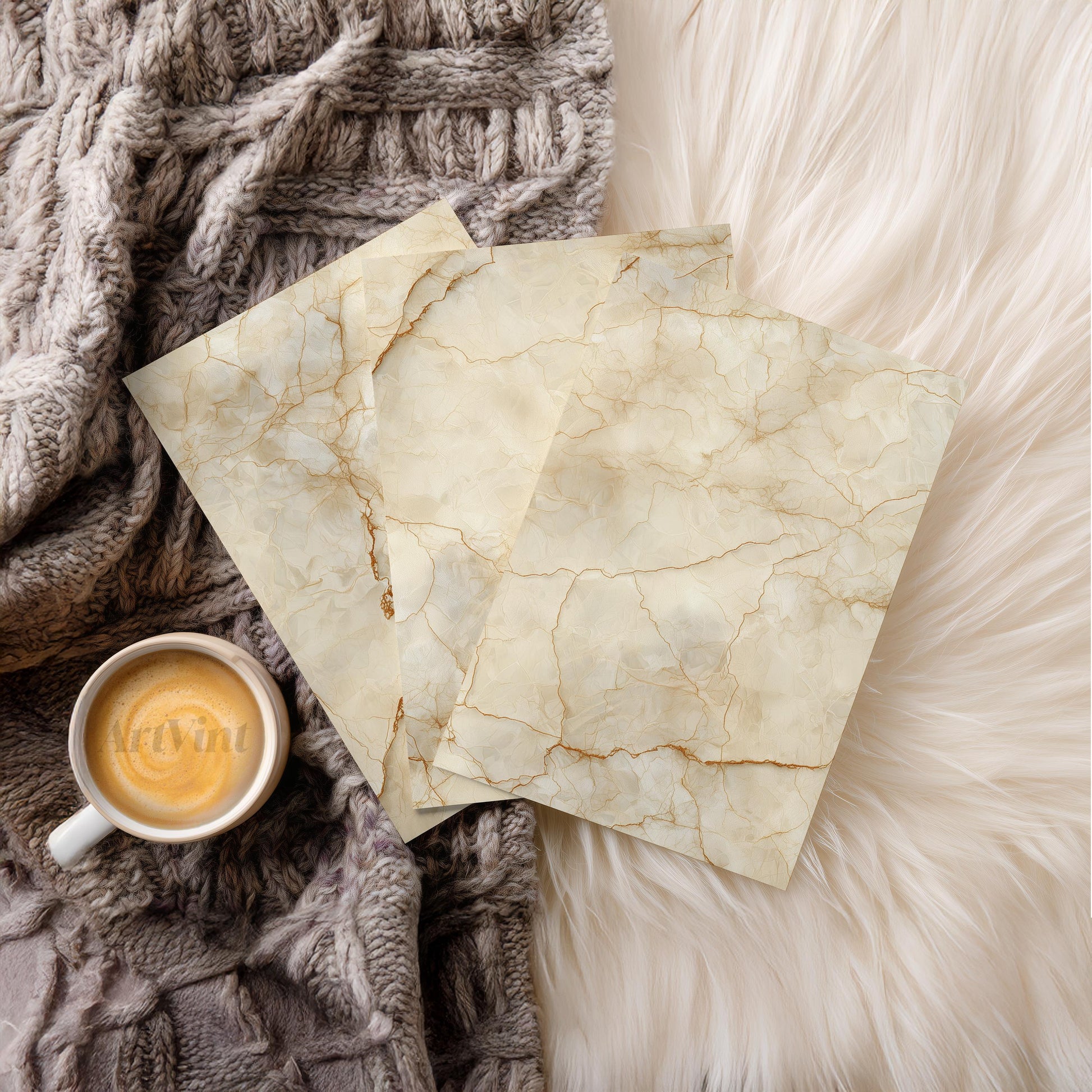 Celestial Drift · Beige and Gold Cloud Painting Wall Art · Set of 3 Dreamy Starry Sky Prints for Japandi or Minimalist Bedroom Decor