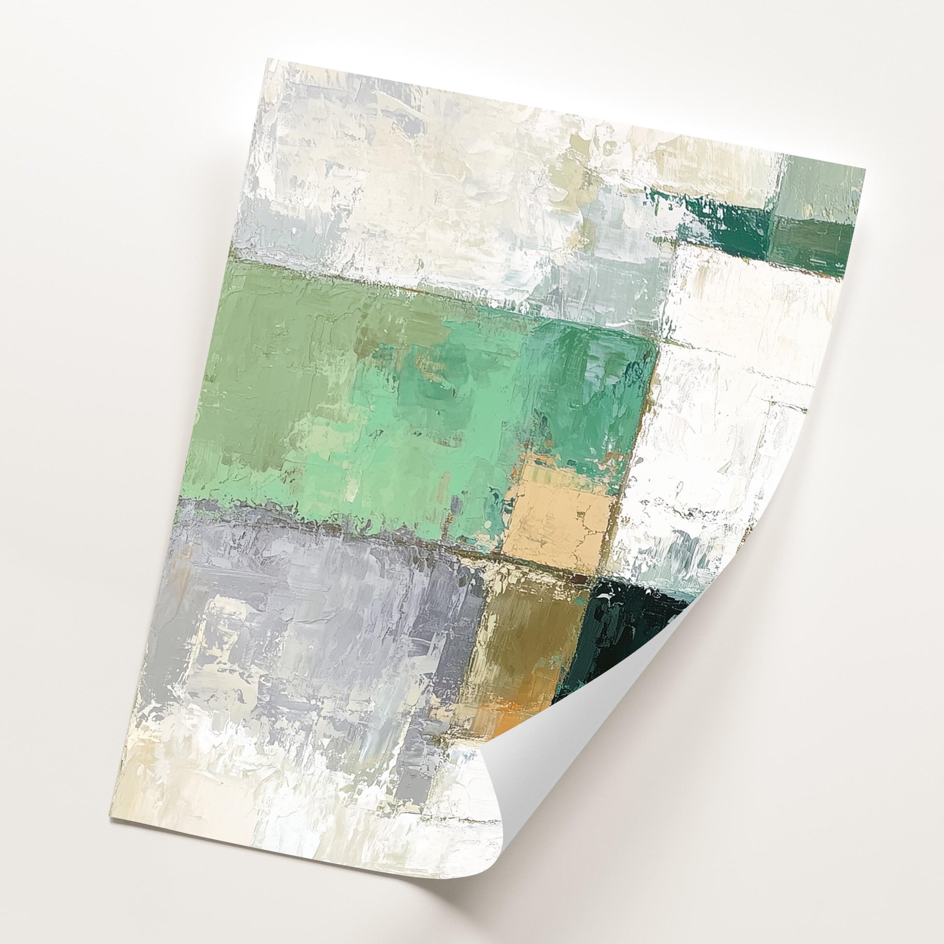 Set of 3 Green Abstract Prints · Geometric Wall Art for Living Room · Modern Neutral Sage & Beige Poster Set · Prints or Framed Prints