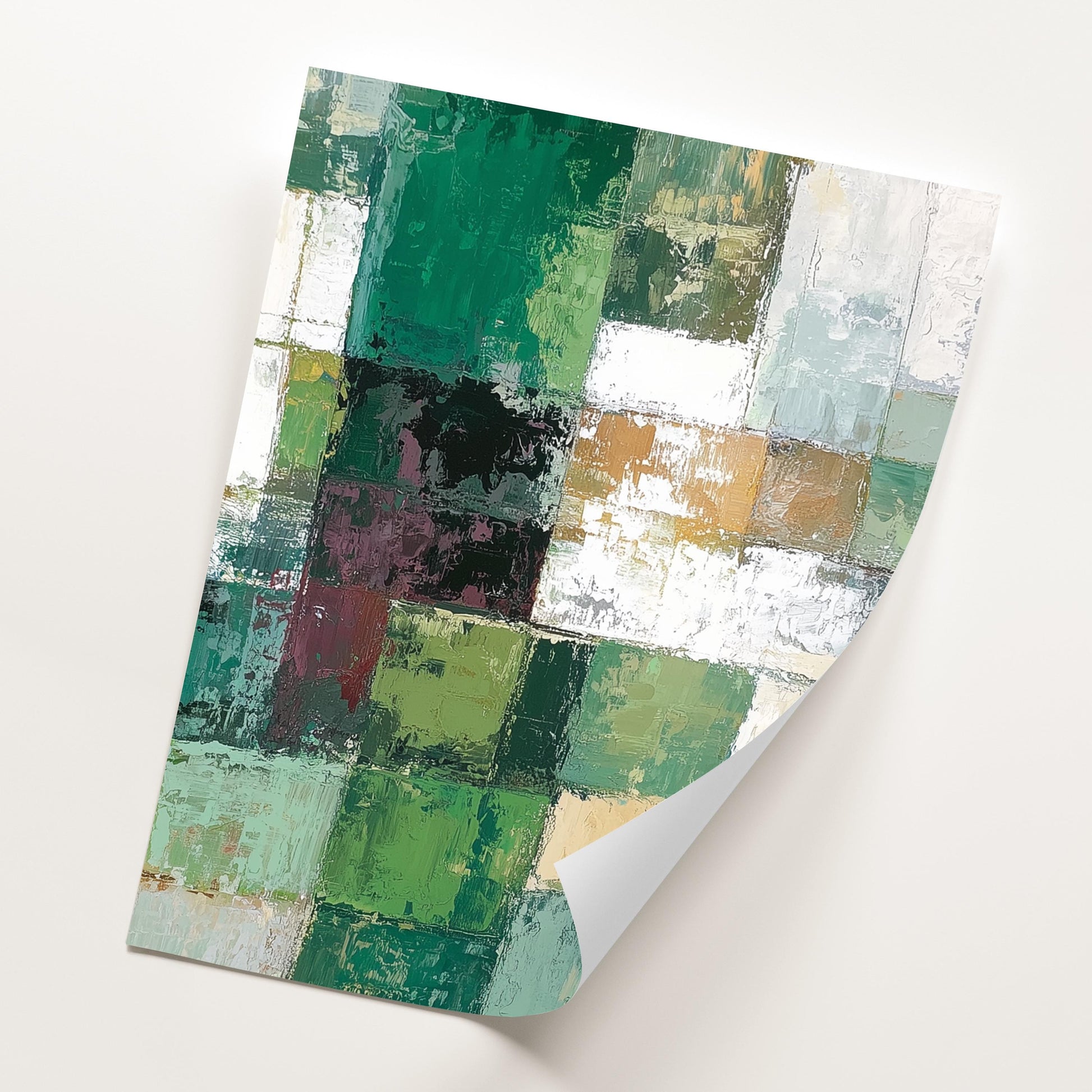 Set of 3 Green Abstract Prints · Geometric Wall Art for Living Room · Modern Neutral Sage & Beige Poster Set · Prints or Framed Prints