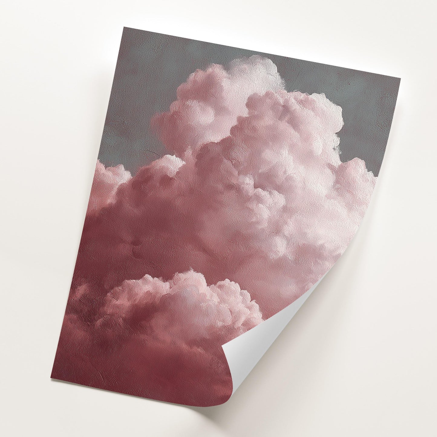 Set of 3 Prints · Red Cloud Wall Art · Pastel Sky Triptych for Bedroom & Nursery · Minimalist Poster Set · Prints or Framed Prints