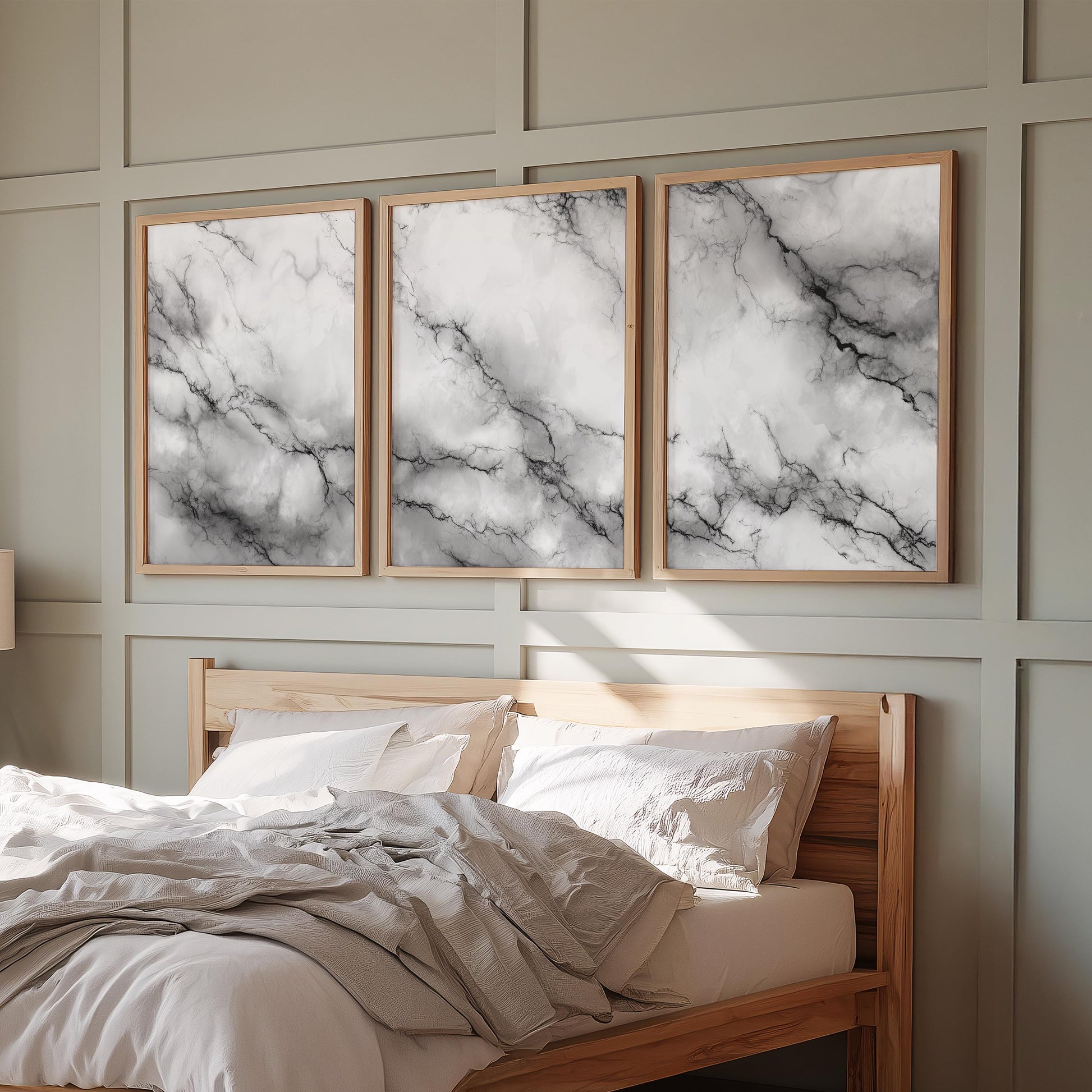 Stormcloud Marble – Grey and Black Abstract Clouded Stone Wall Art, Moody Neutral Decor Set of 3 Prints