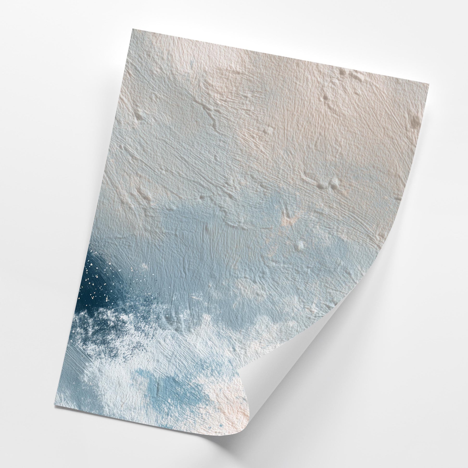 Ocean Drift · Abstract Blue Beige Texture Painting Wall Art · Set of 3 Minimal Brushstroke Prints for Modern Coastal or Japandi Decor