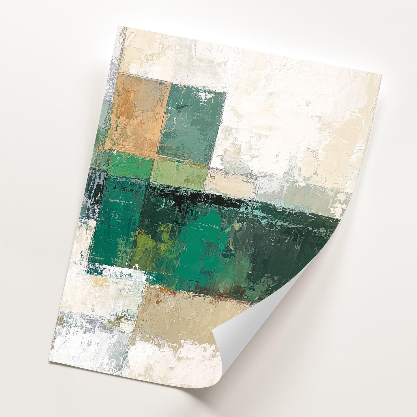 Set of 3 Green Abstract Prints · Geometric Wall Art for Living Room · Modern Neutral Sage & Beige Poster Set · Prints or Framed Prints