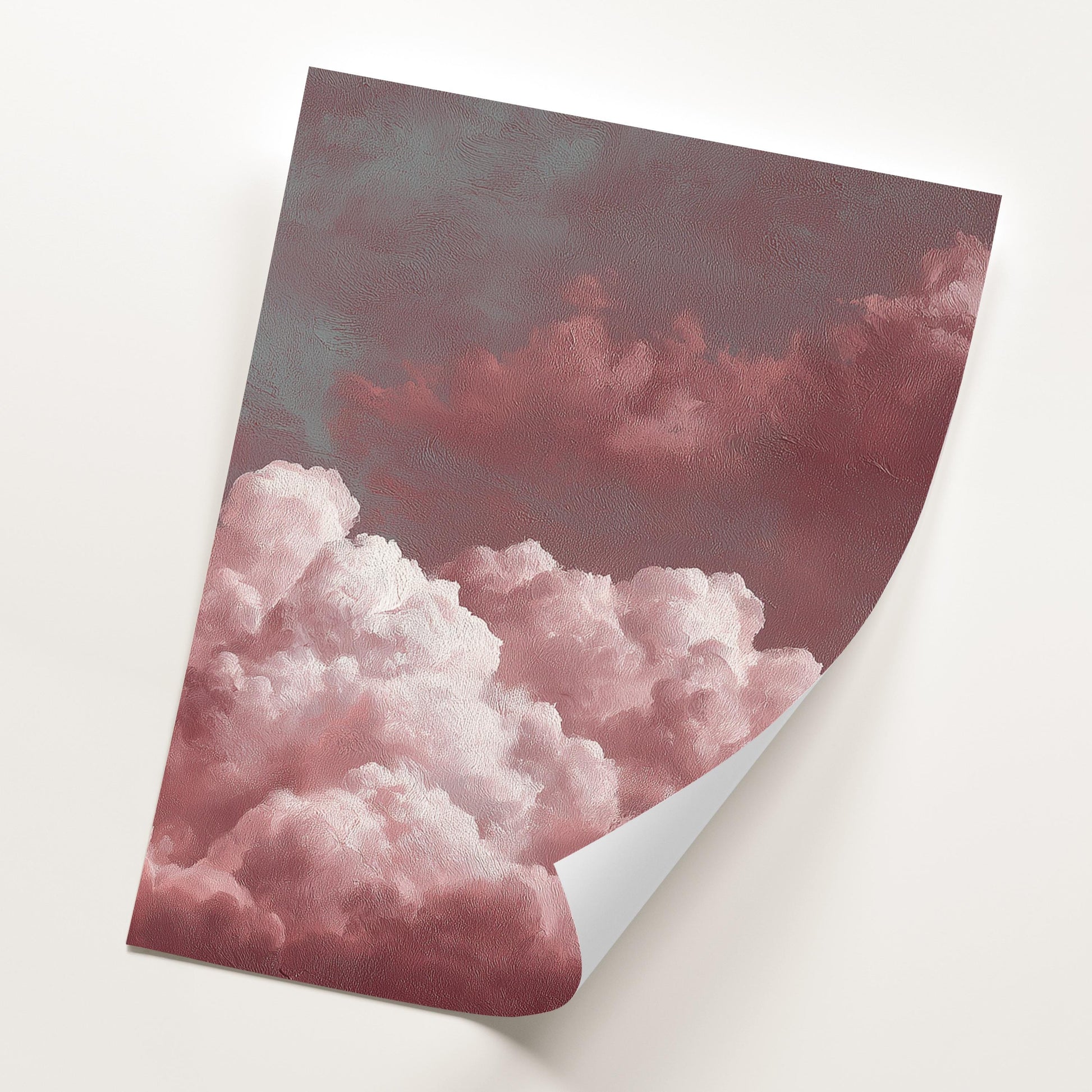 Set of 3 Prints · Red Cloud Wall Art · Pastel Sky Triptych for Bedroom & Nursery · Minimalist Poster Set · Prints or Framed Prints