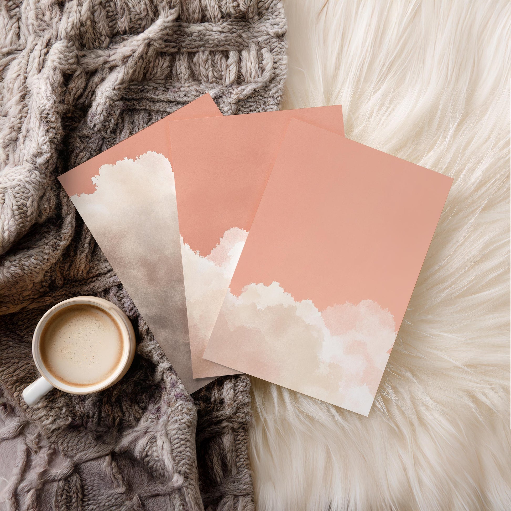 Set of 3 Prints · Pink Cloud Wall Art · Pastel Sky Triptych for Bedroom & Nursery · Minimalist Poster Set · Prints or Framed Prints