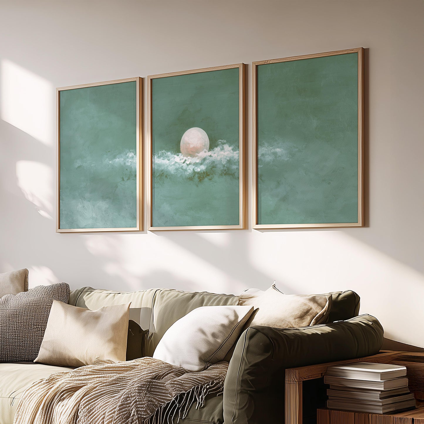 Set of 3 Prints · Blue Sky Moon Pattern Wall Art · Minimal Poster Set for Living Room · Prints & Framed Prints · Modern Home Decor