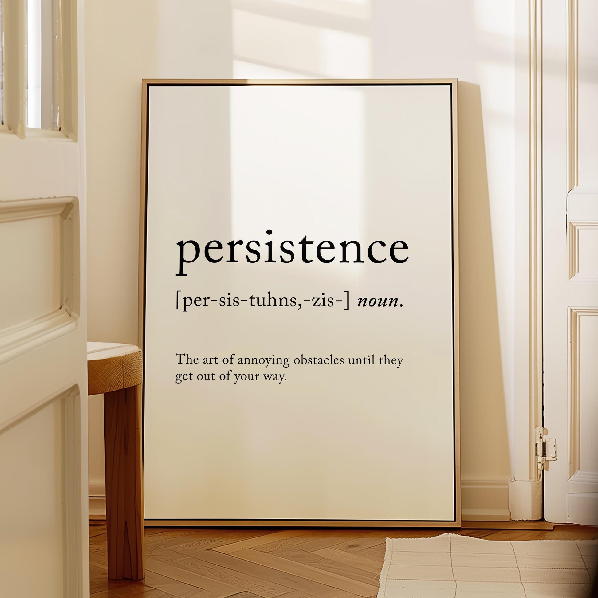Persistence Funny Definition Quote Wall Art · Minimalist Home Decor · Large Wall Decor · Framed Poster Print & Canvas Persistence Gifts
