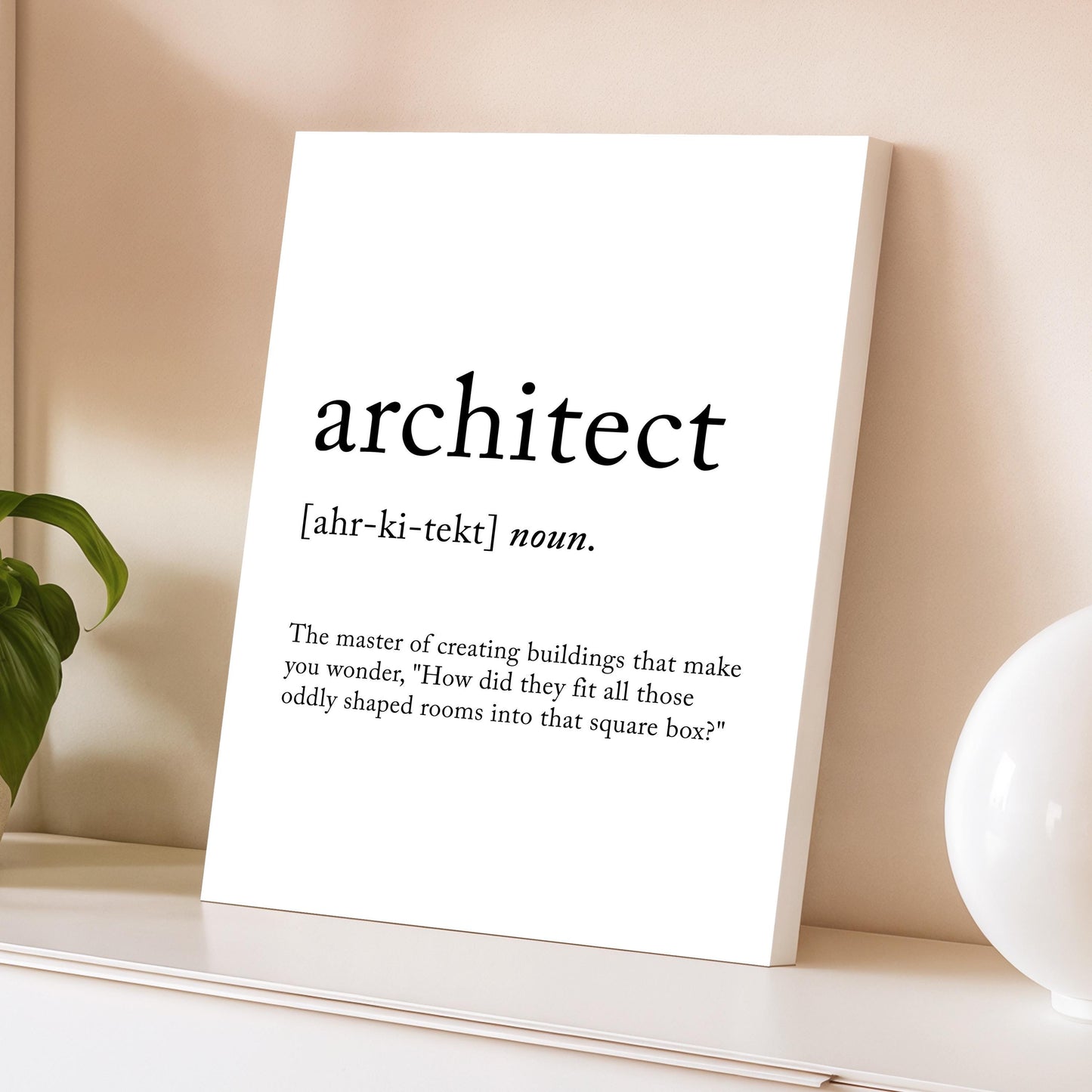 Architect Funny Definition Quote Wall Art · Minimalist Home Decor · Large Wall Decor · Framed Poster Print & Canvas Architect Gifts
