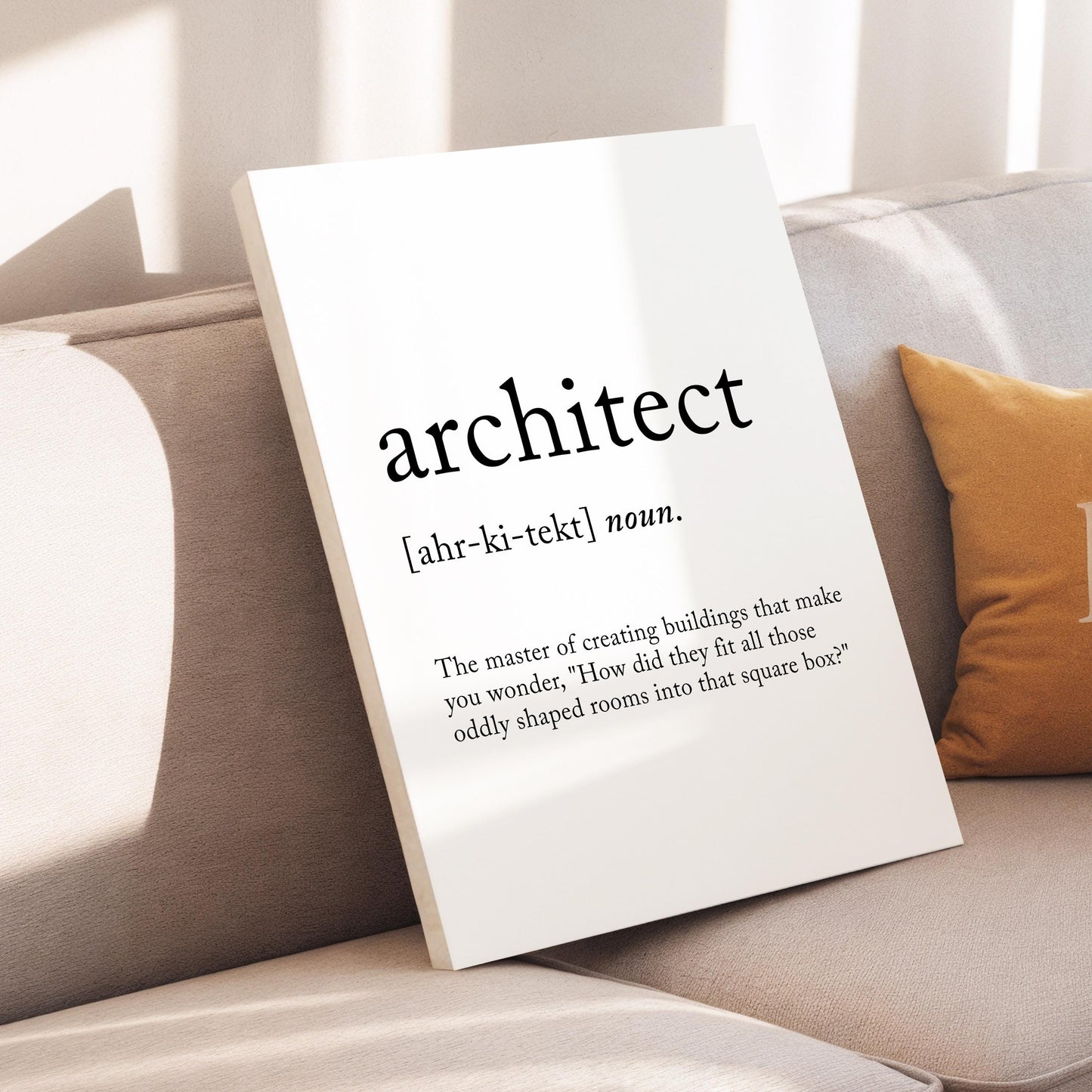Architect Funny Definition Quote Wall Art · Minimalist Home Decor · Large Wall Decor · Framed Poster Print & Canvas Architect Gifts