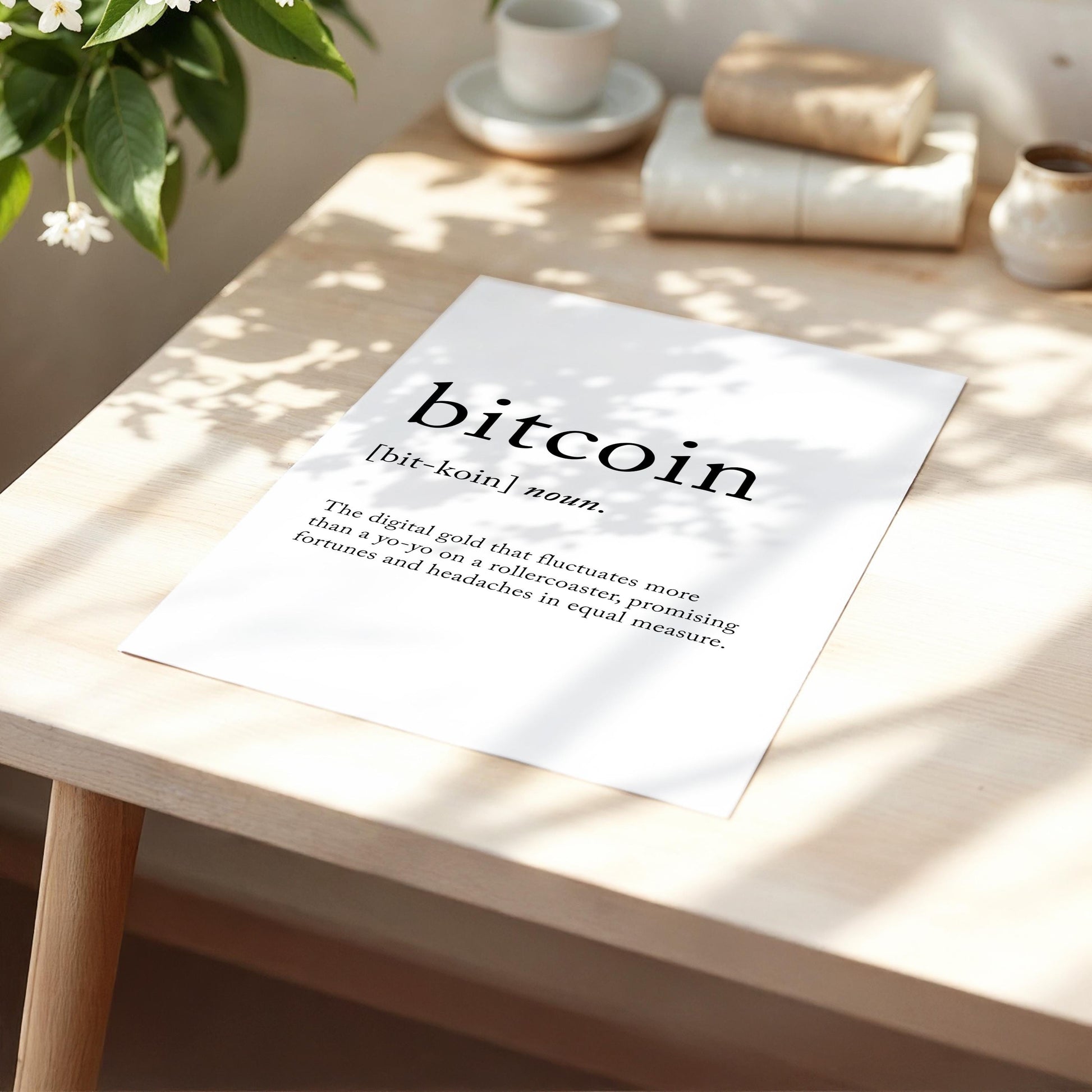 Bitcoin Funny Definition Quote Wall Art · Minimalist Home Decor · Large Wall Decor · Framed Poster Print & Canvas Finance Crypto Gifts