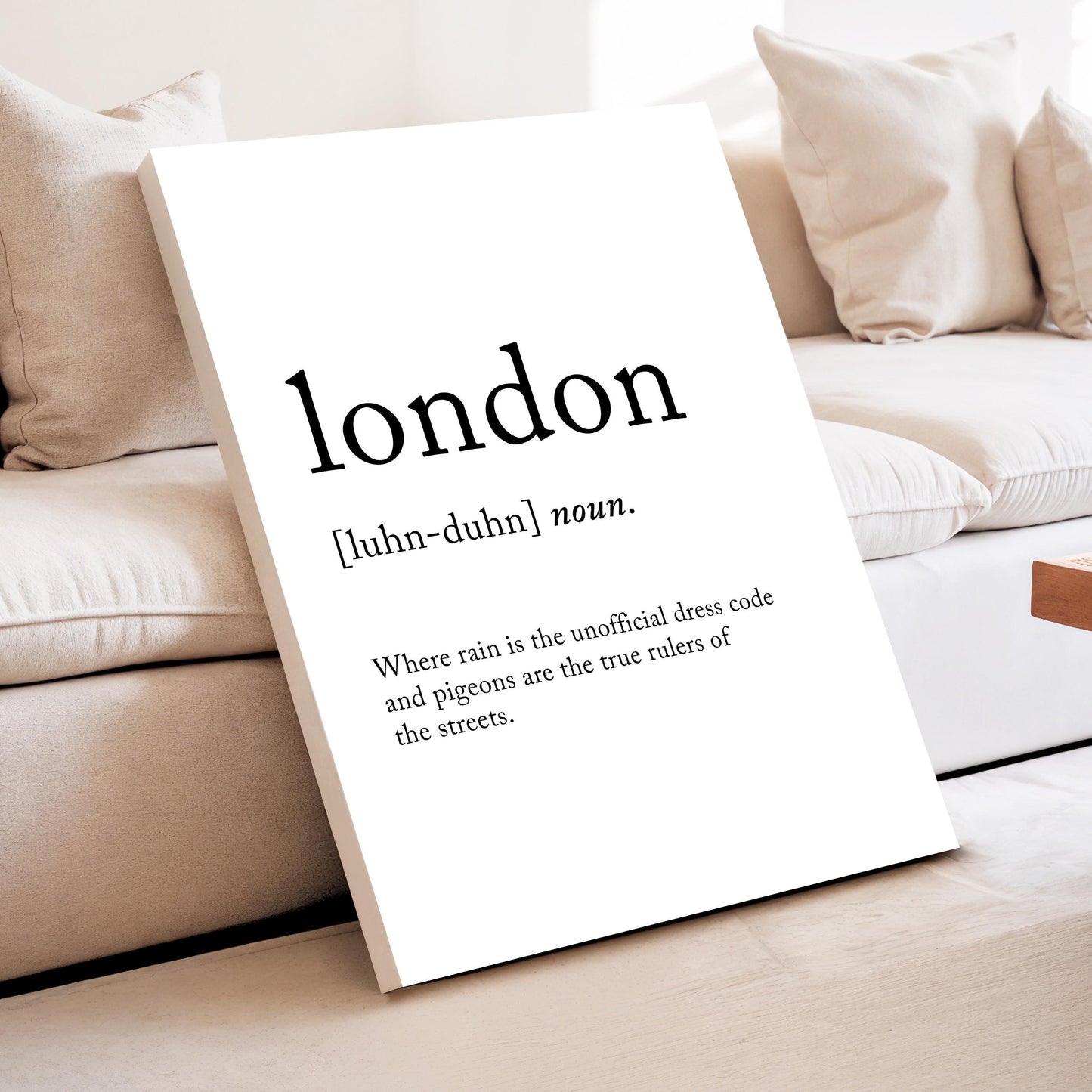 London Funny Definition Quote Wall Art · Minimalist Home Decor · Large Wall Decor · Framed Poster Print & Canvas United Kingdom Gifts