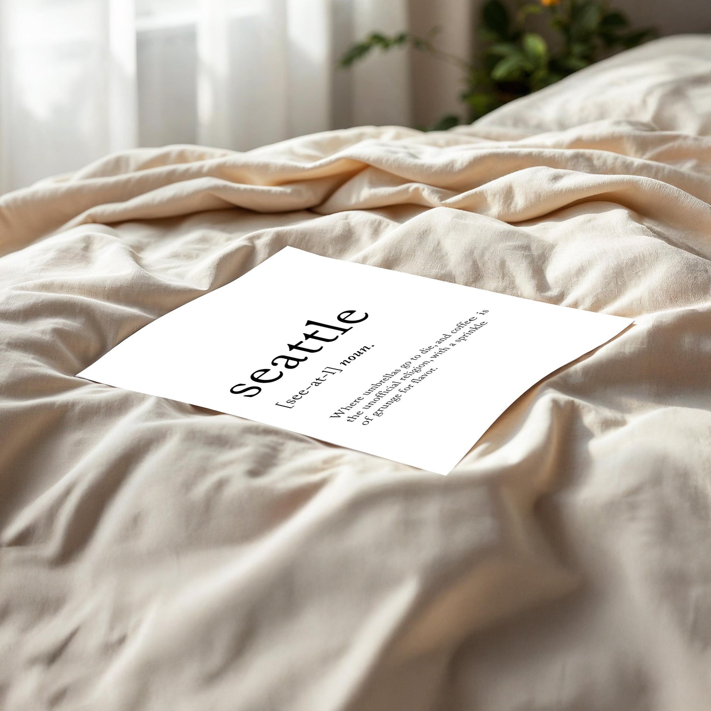 Seattle Funny Definition Quote Wall Art · Minimalist Home Decor · Large Wall Decor · Framed Poster Print & Canvas United States Gifts