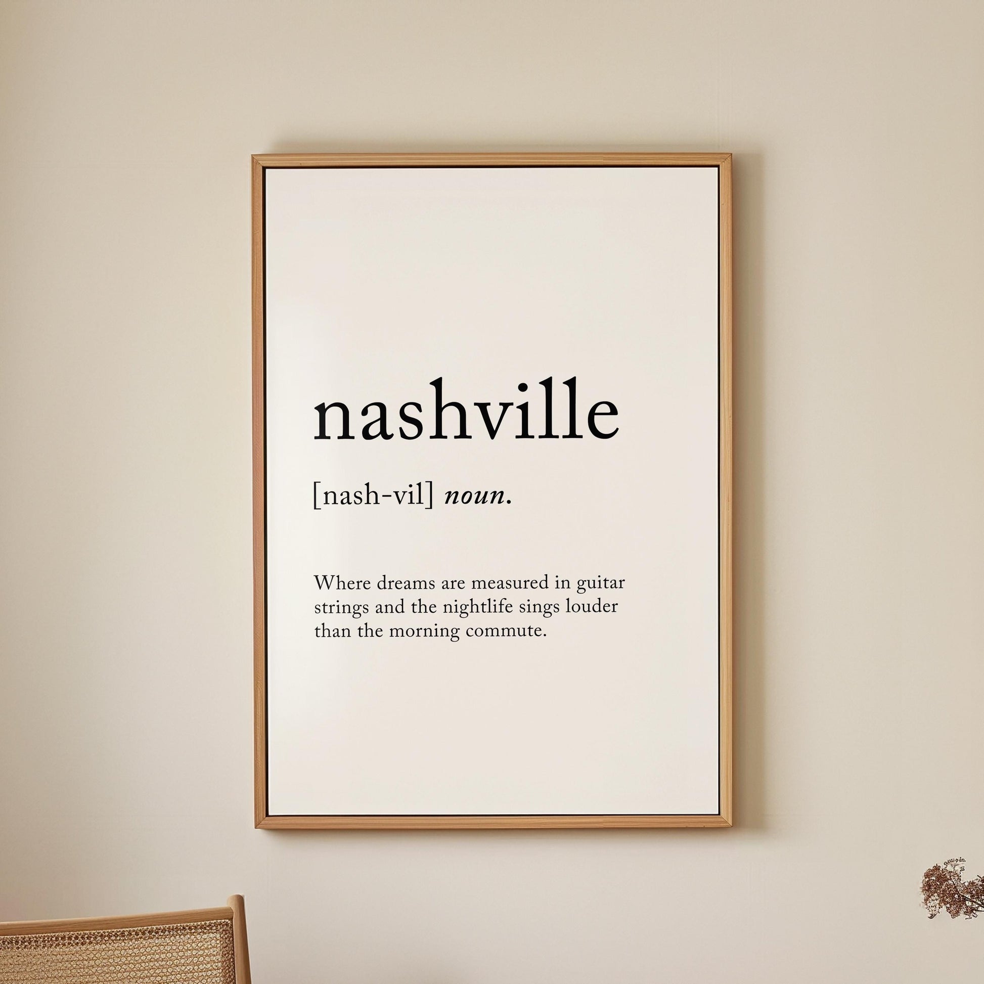 Nashville Funny Definition Quote Wall Art · Minimalist Home Decor · Large Wall Decor · Framed Poster Print & Canvas United States Gifts
