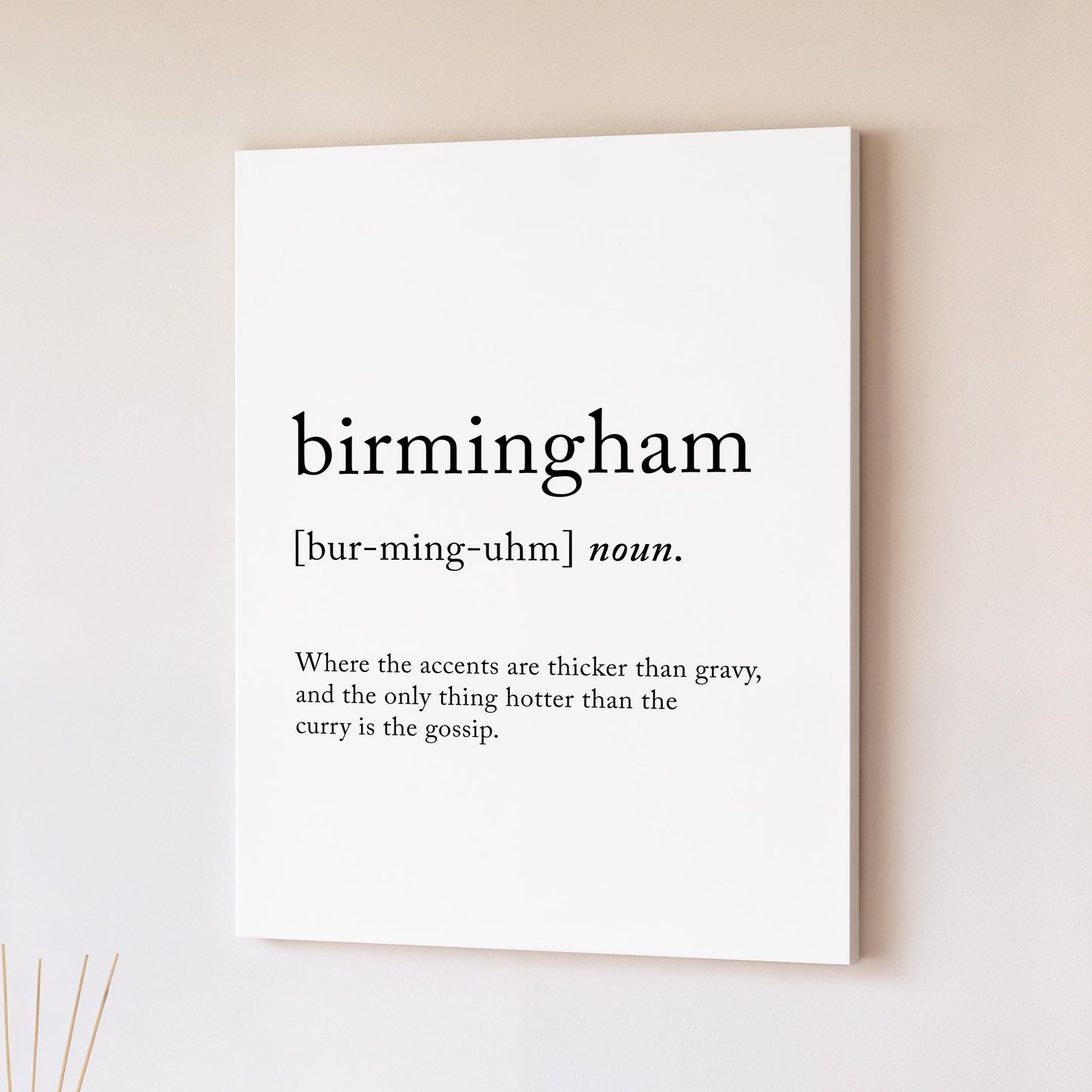 Birmingham Funny Definition Quote Wall Art · Minimalist Home Decor · Large Wall Decor · Framed Poster Print & Canvas United Kingdom Gifts
